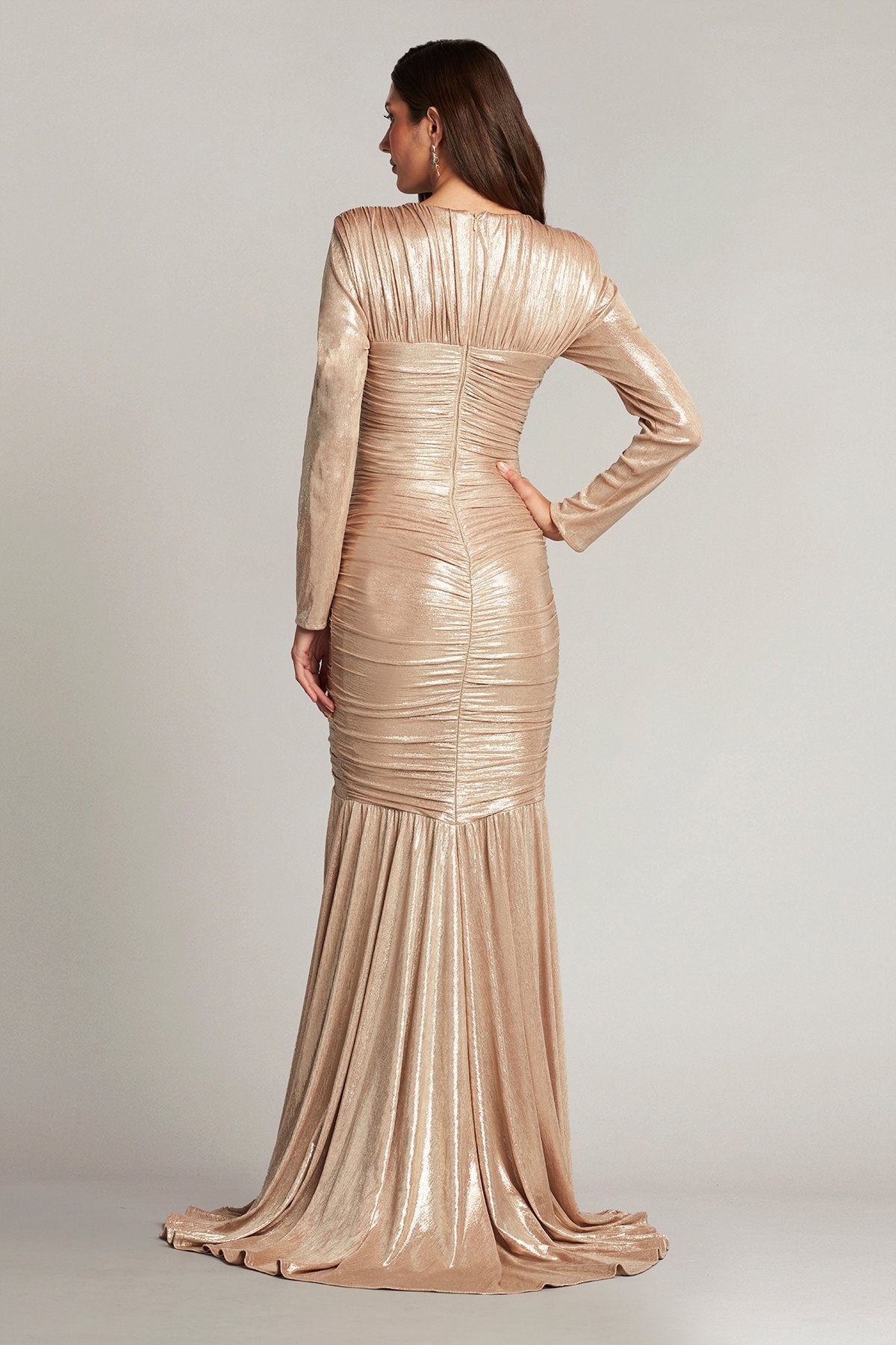 Camellia Metallic Twist Drape Gown