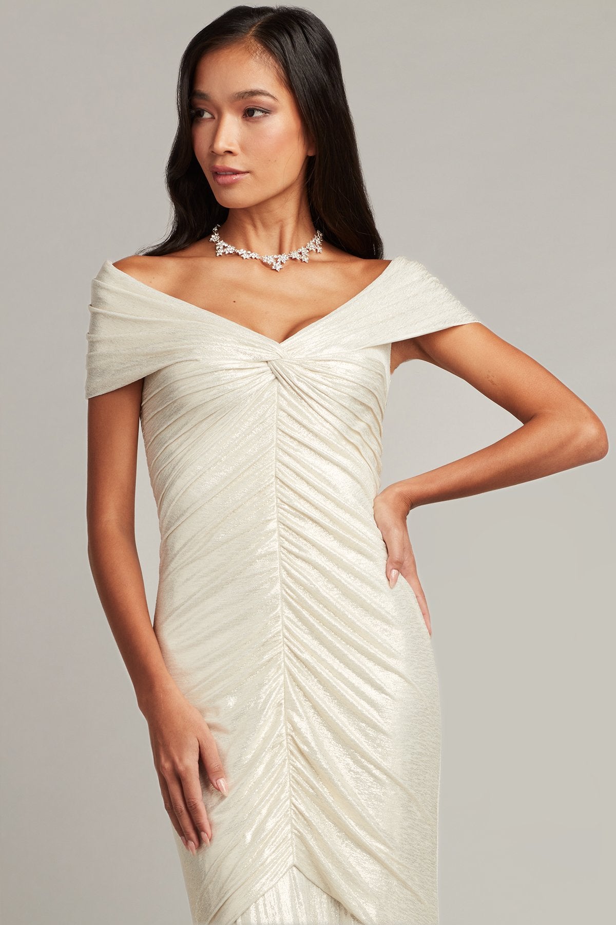 Piette Draped Metallic Jersey Gown