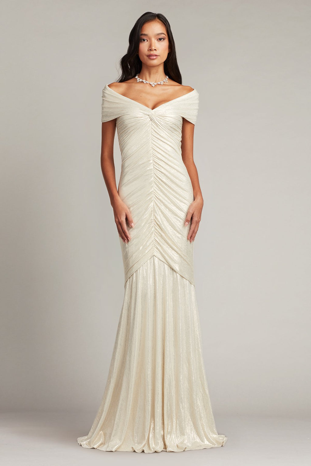 Piette Draped Metallic Jersey Gown