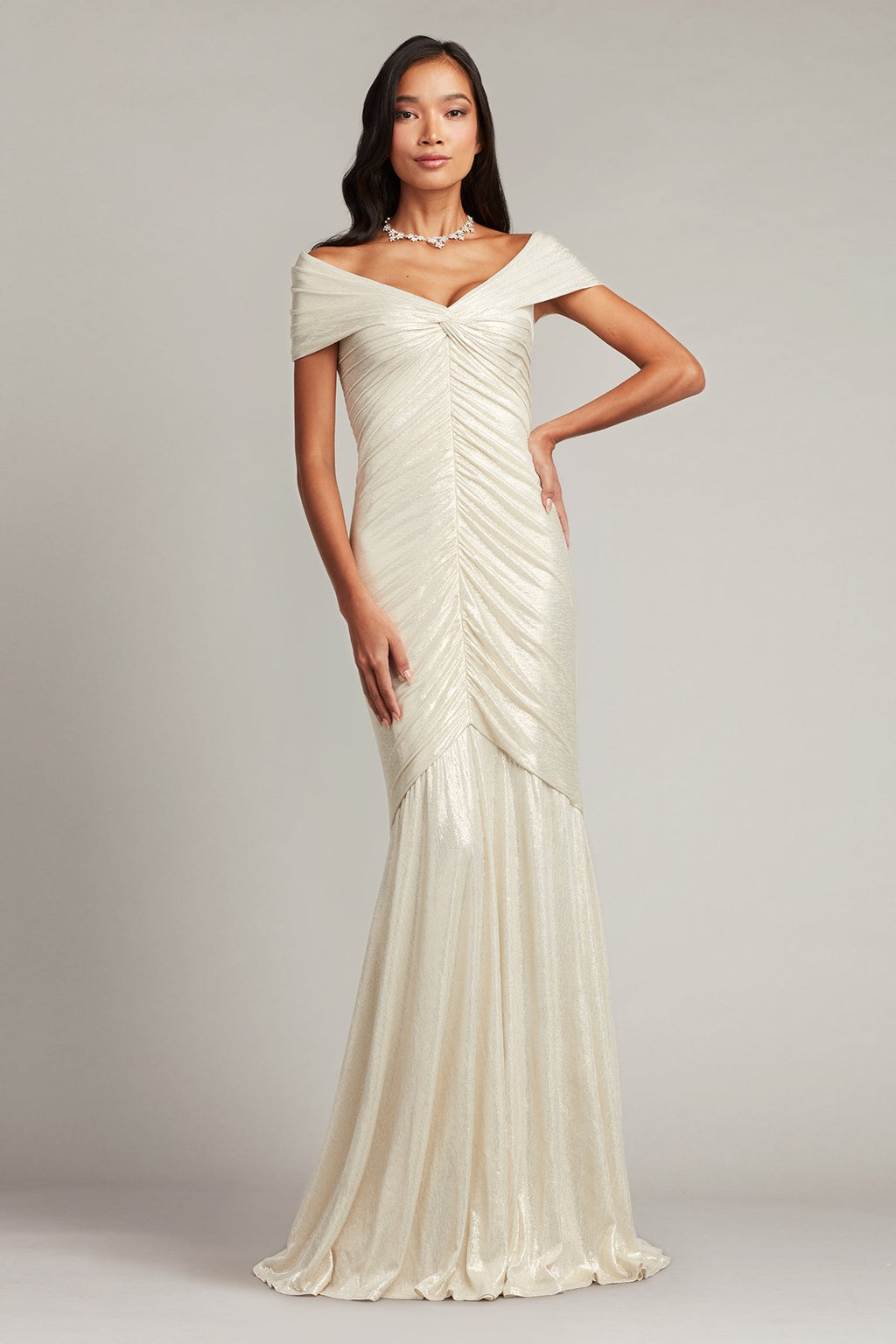 Piette Draped Metallic Jersey Gown