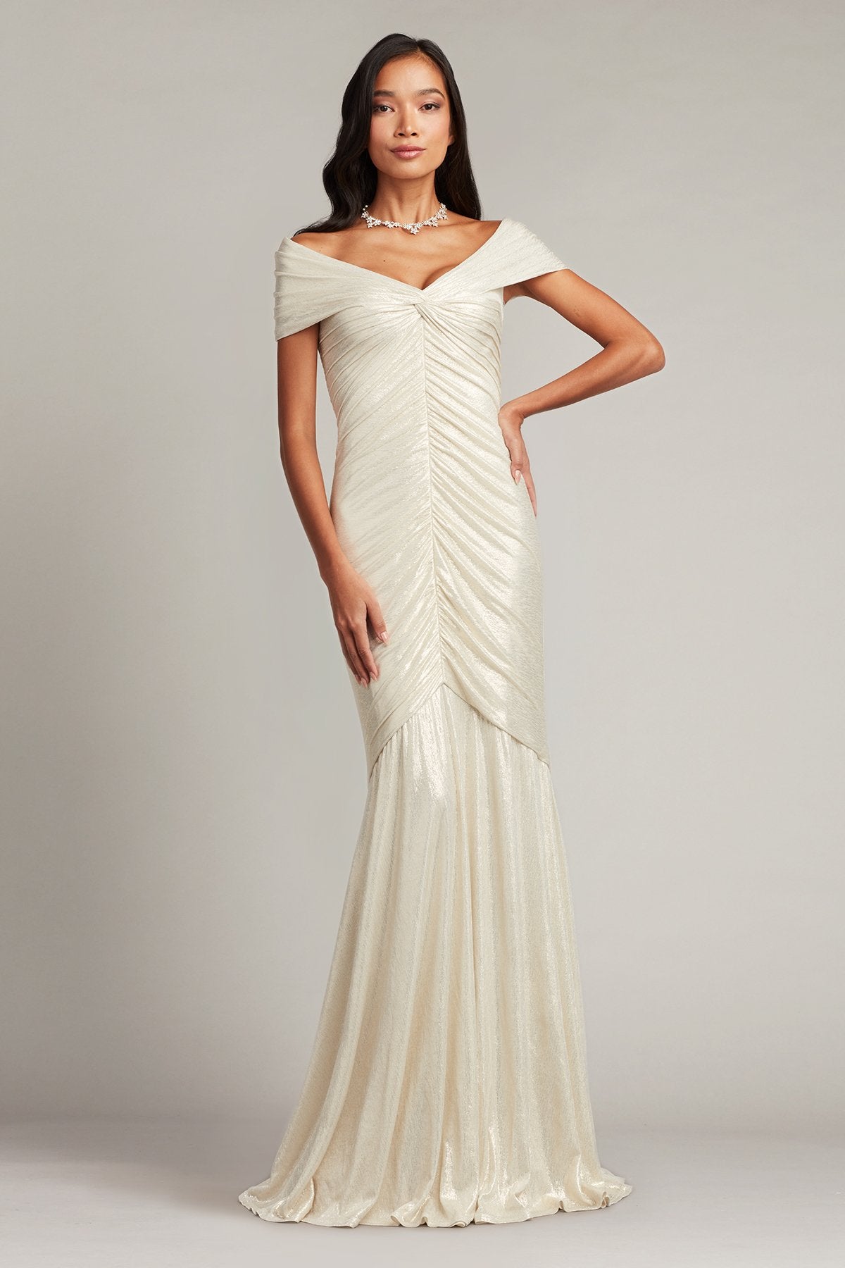Piette Draped Metallic Jersey Gown