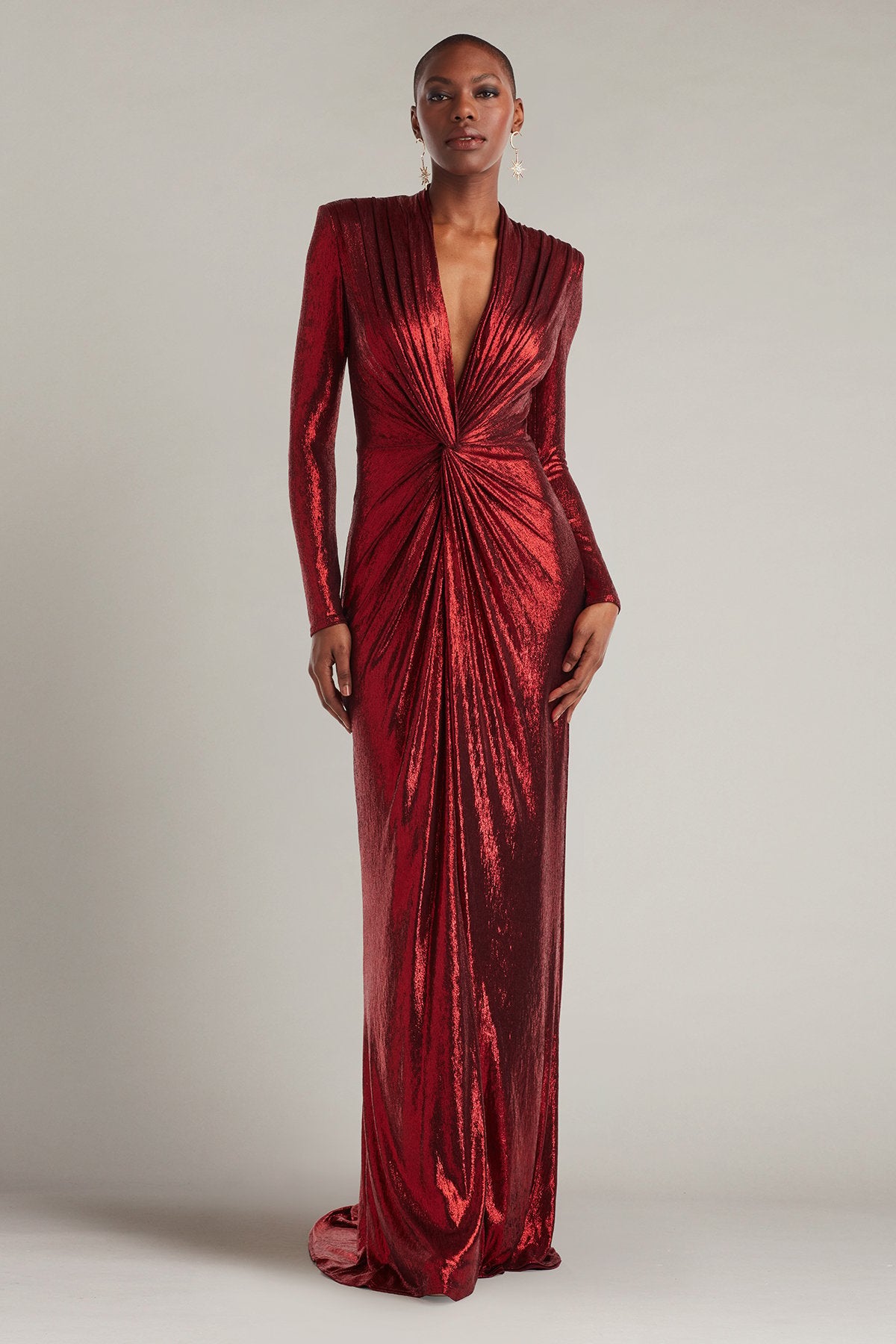 Ferrum Metallic Twist Drape Gown – Tadashi Shoji Official Online Boutique