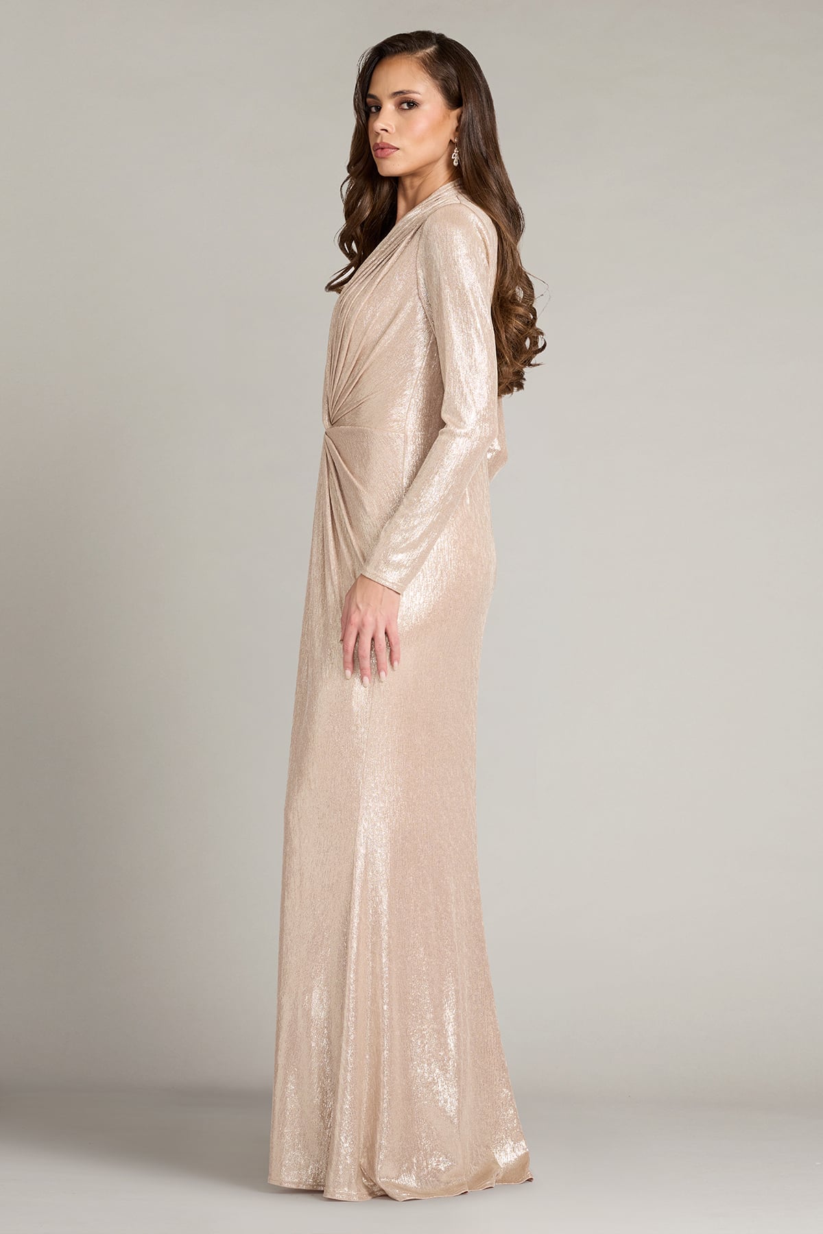 Ferrum Metallic Twist Drape Gown
