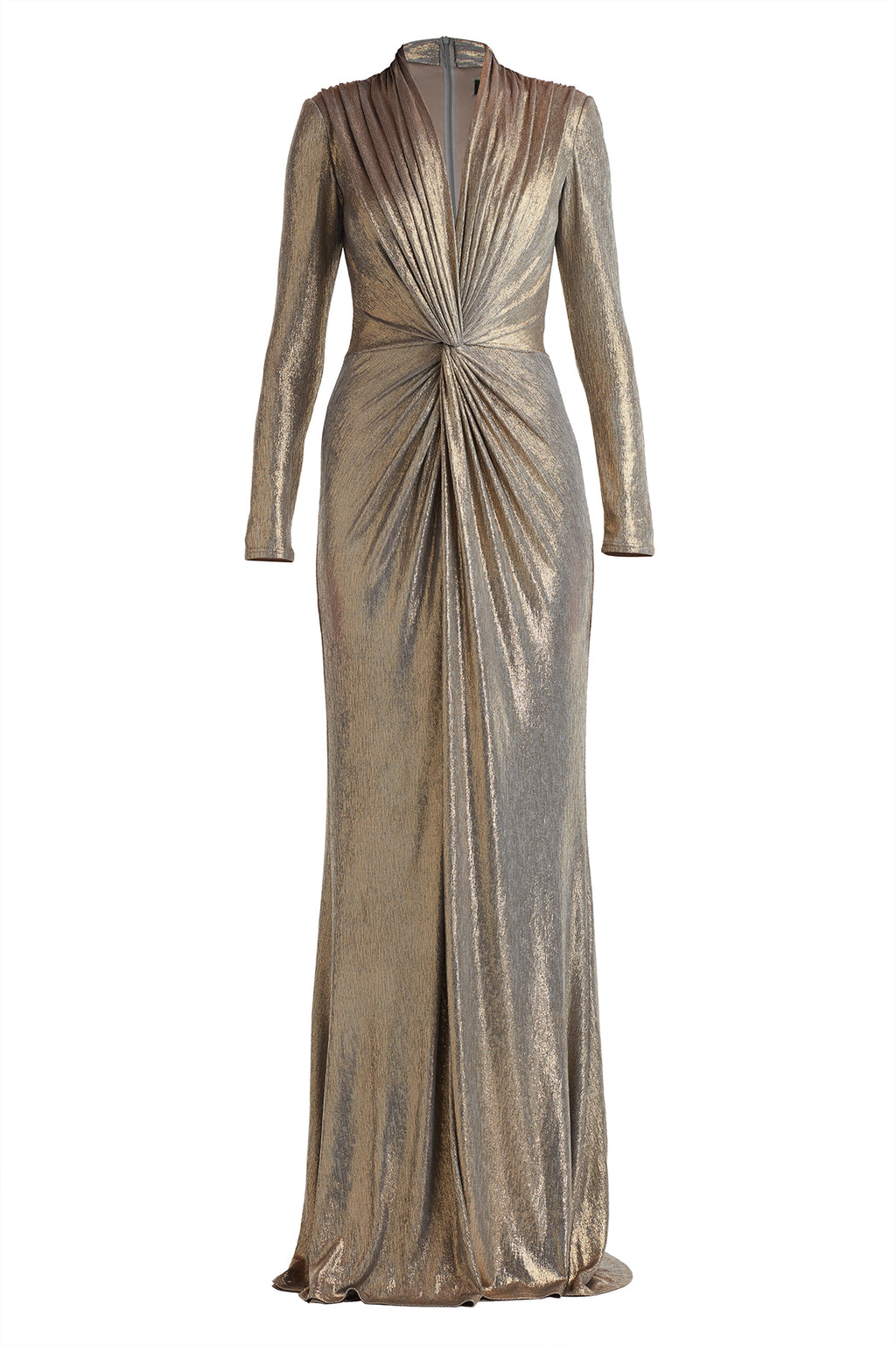 Ferrum Metallic Twist Drape Gown