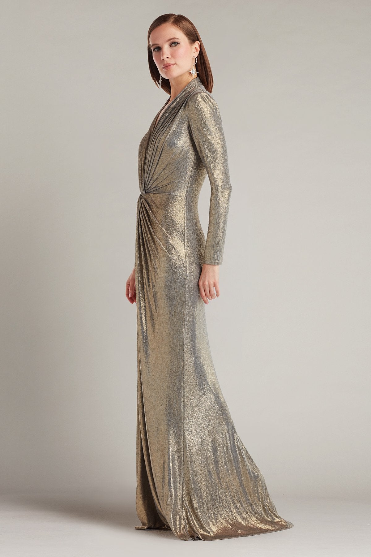 supreme24aw シ Ferrum Metallic Twist Drape Gown – Tadashi Shoji Official Online