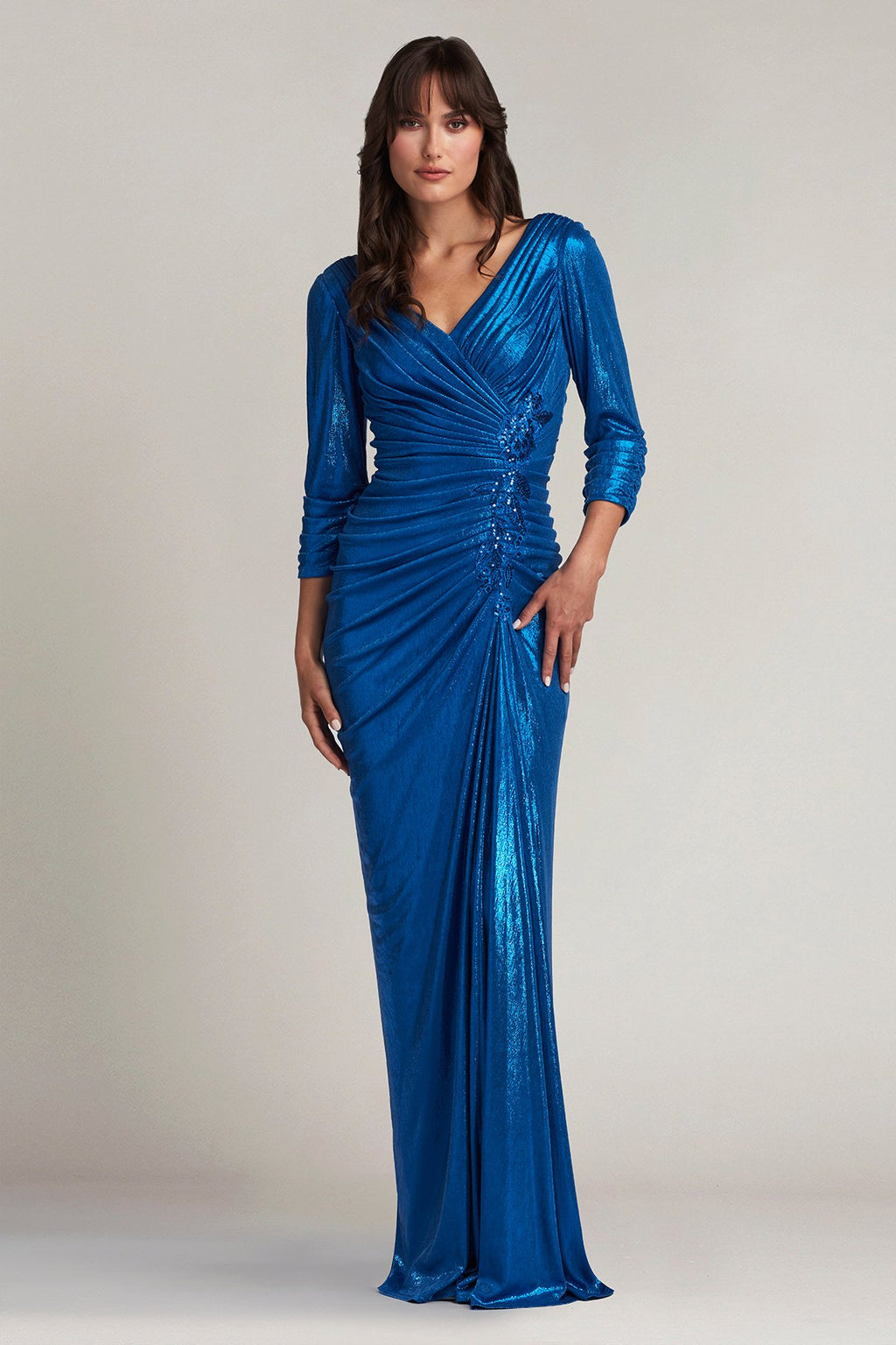 Voll Draped Metallic Jersey Gown