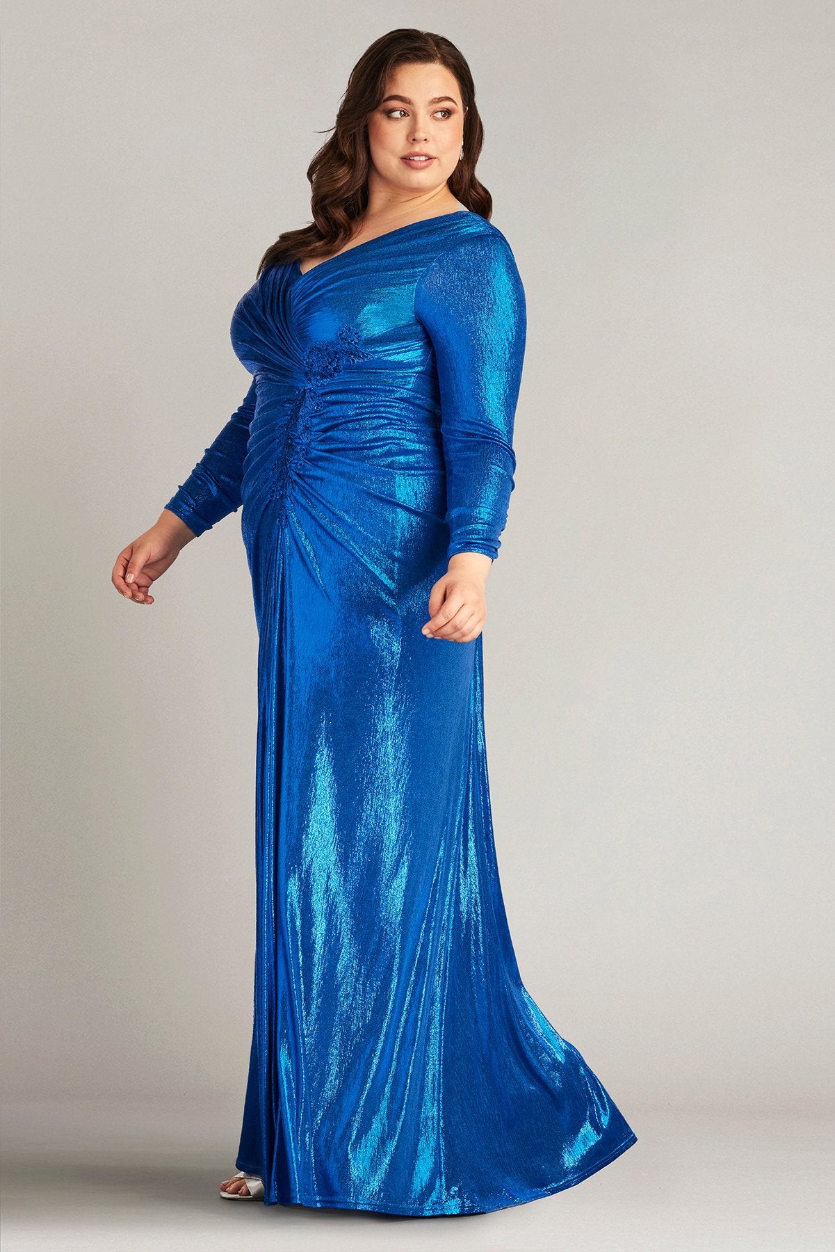 Voll Draped Metallic Jersey Gown - PLUS SIZE – Tadashi Shoji
