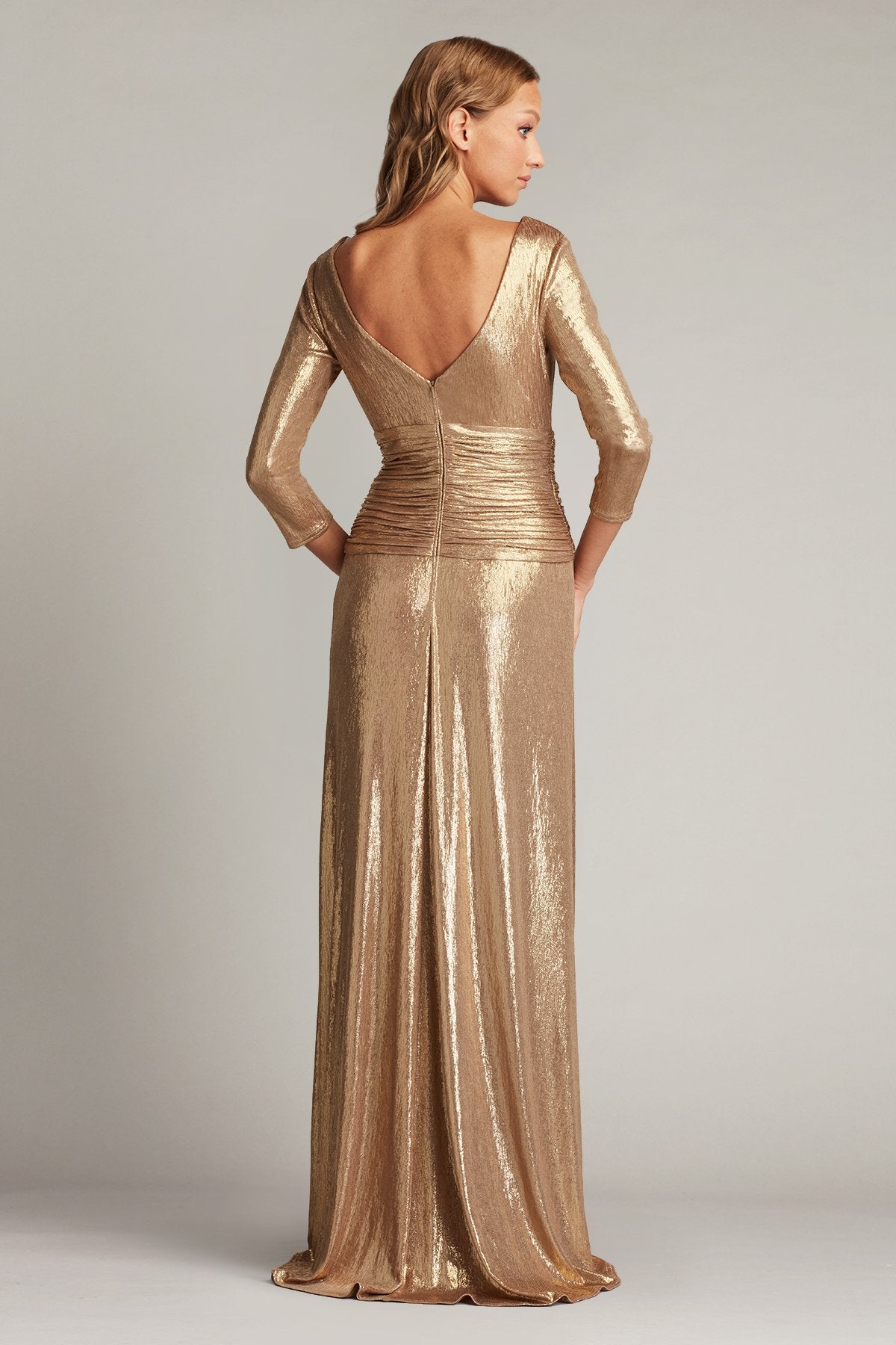 Ryah Metallic Twist Drape Gown