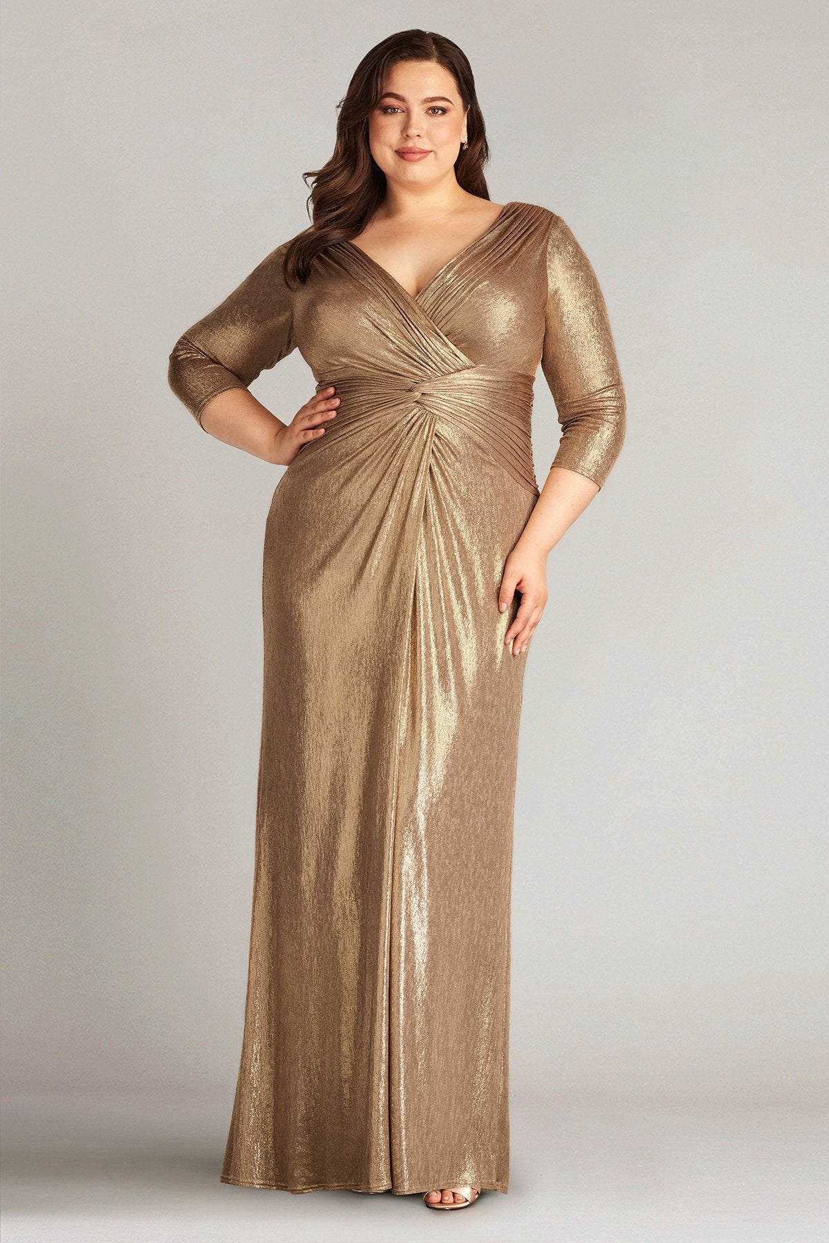 Ryah Metallic Twist Drape Gown