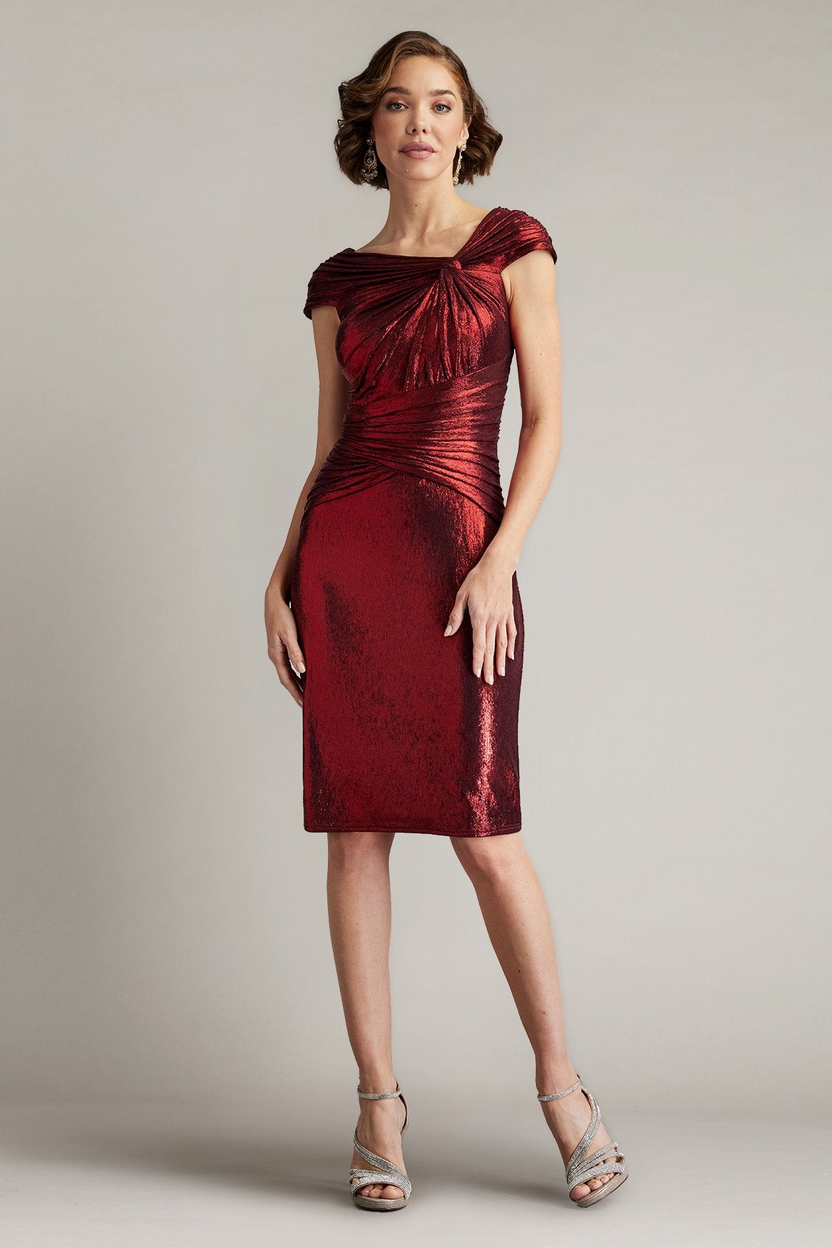 Bex Metallic Twist-Drape Dress