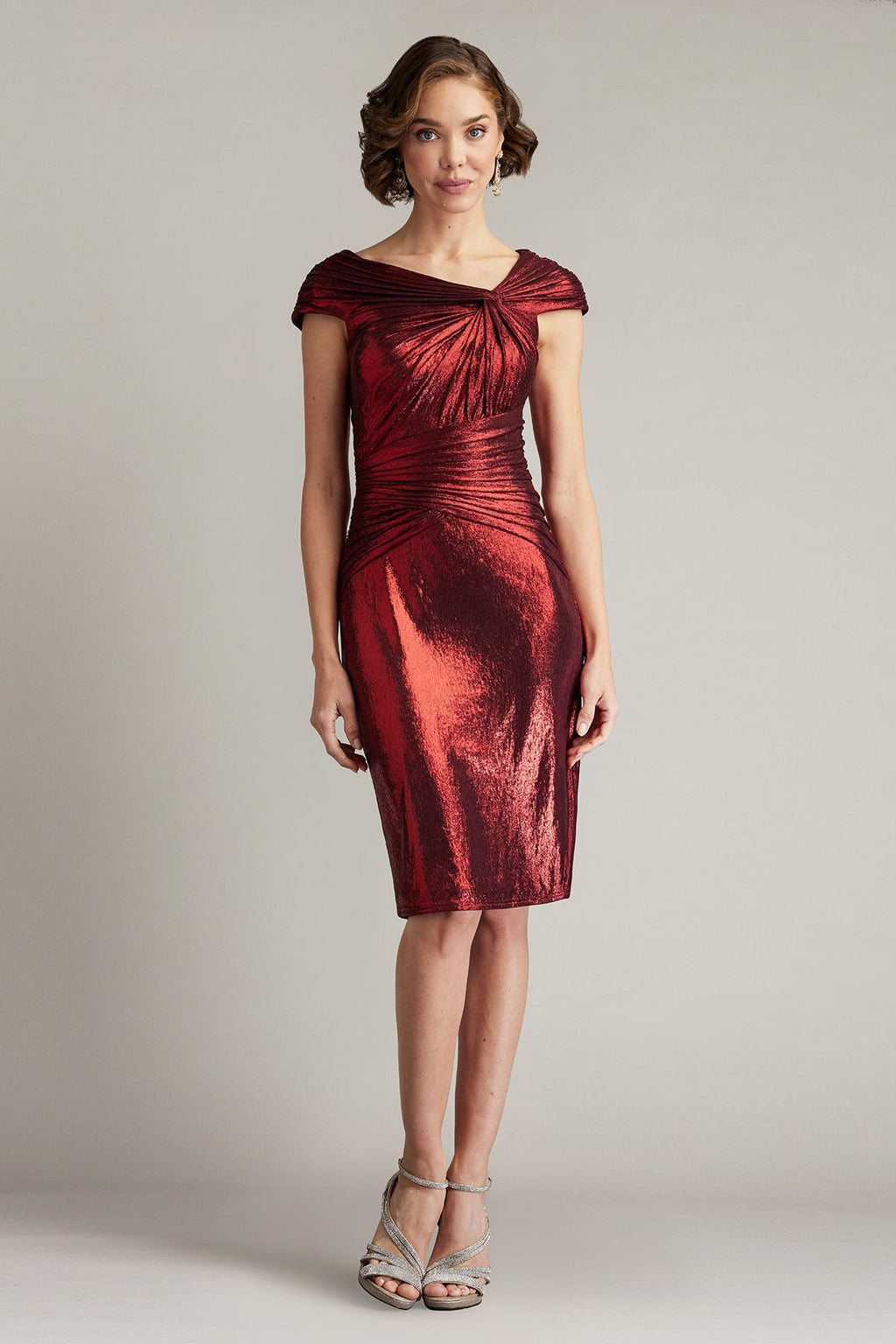 Bex Metallic Twist-Drape Dress