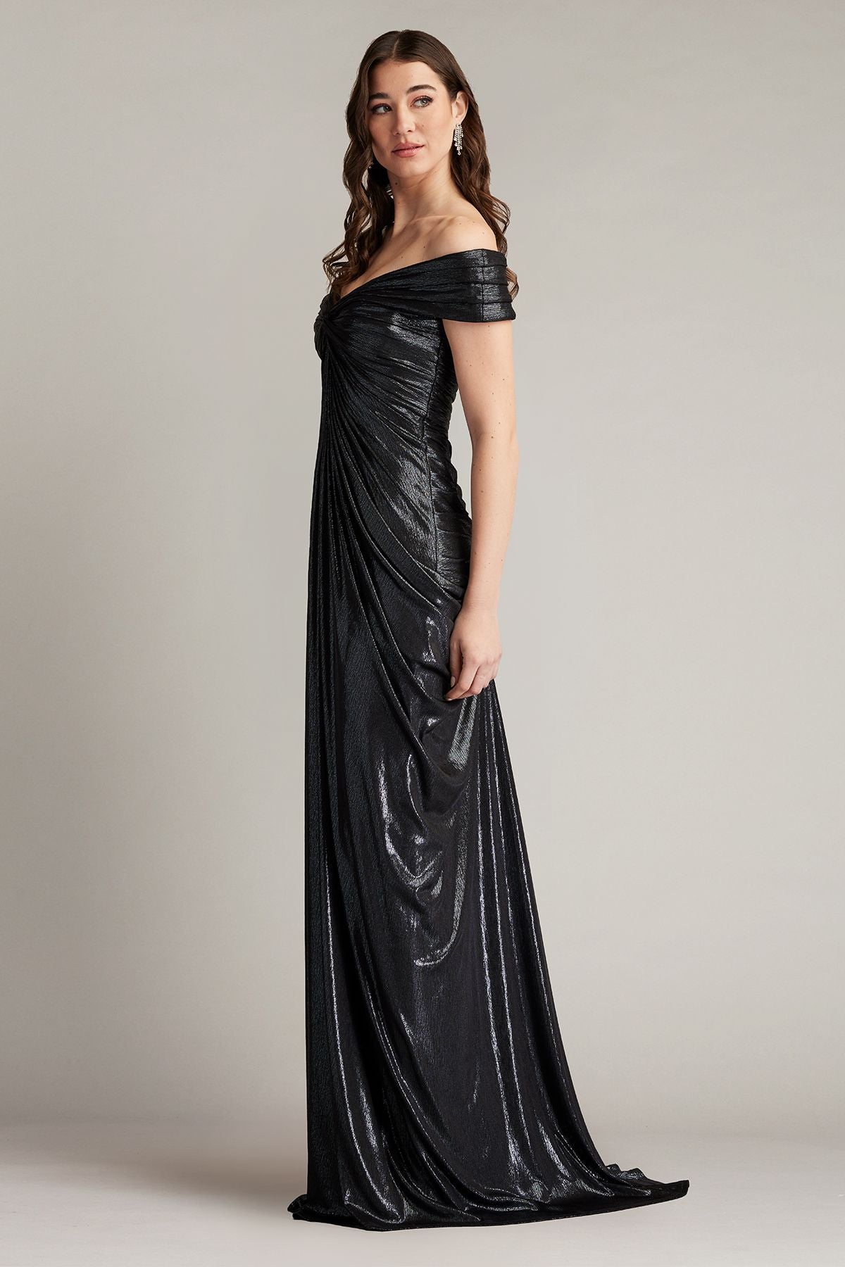 Hera Pleated Lamé Gown