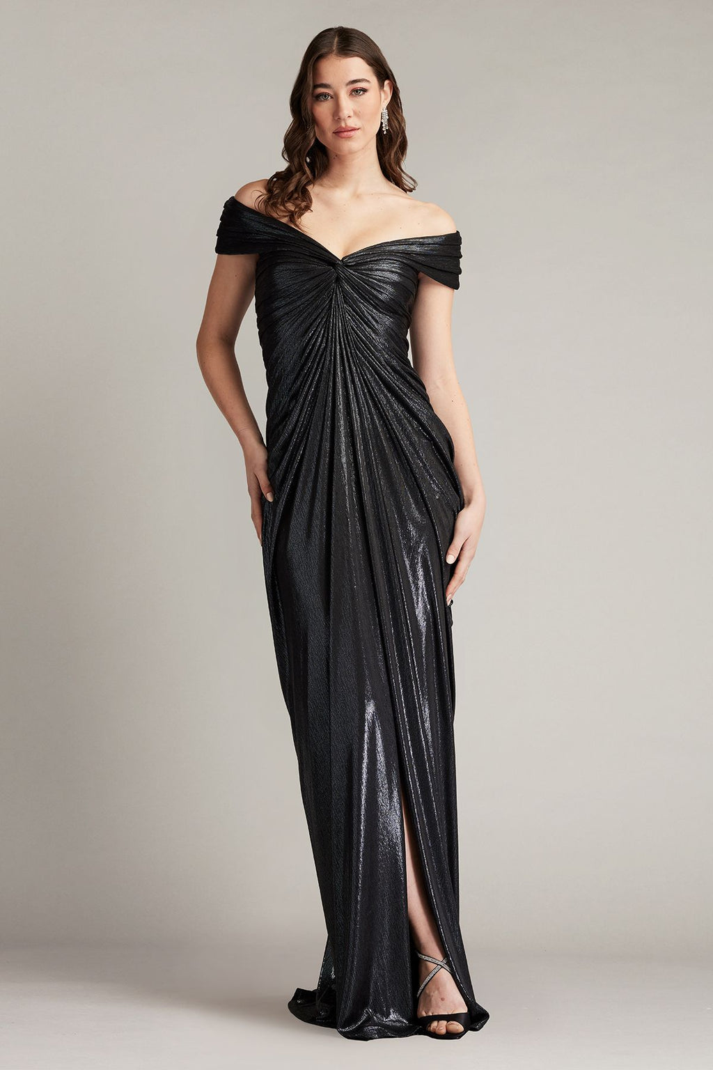 Hera Pleated Lamé Gown