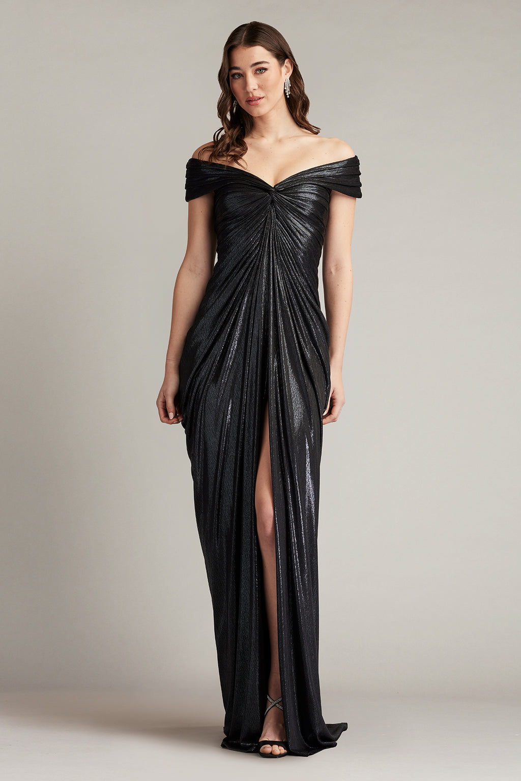 Hera Pleated Lamé Gown