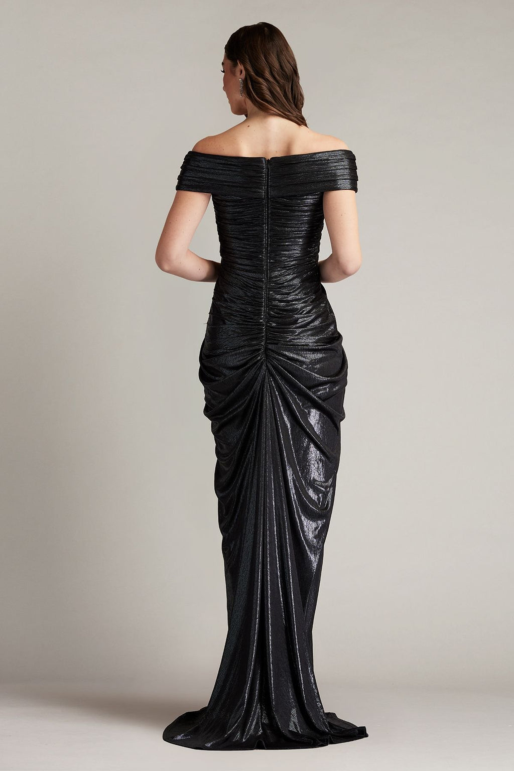 Hera Pleated Lamé Gown