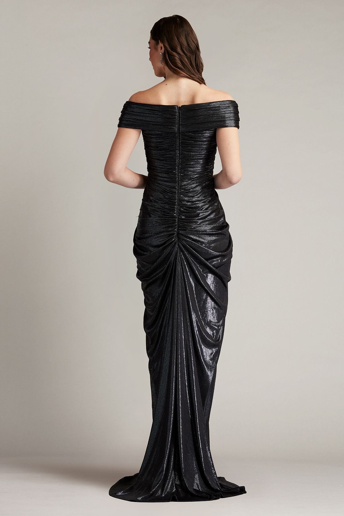 Hera Pleated Lamé Gown