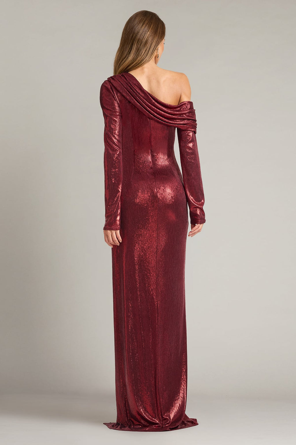 Toryn Metallic Pleated Draped Gown