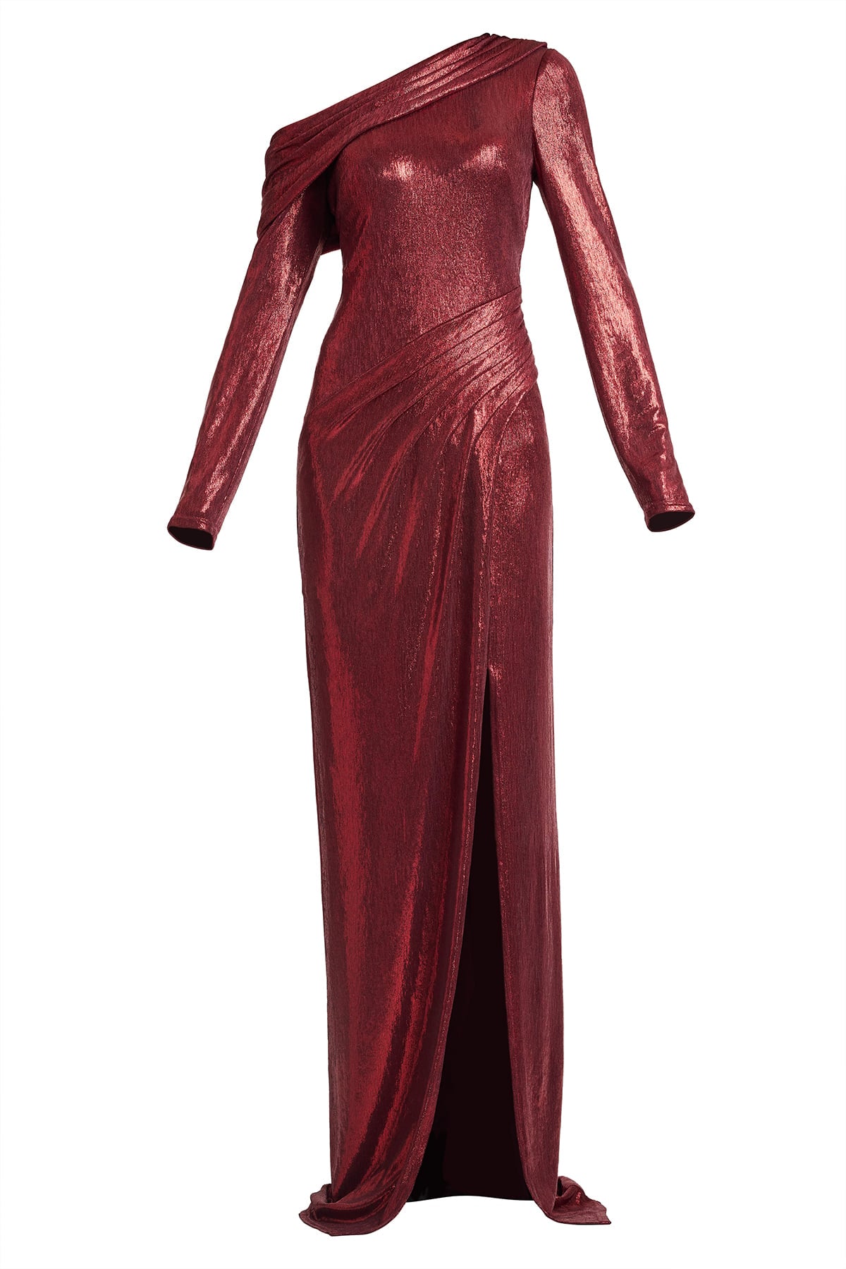 Toryn Metallic Pleated Draped Gown
