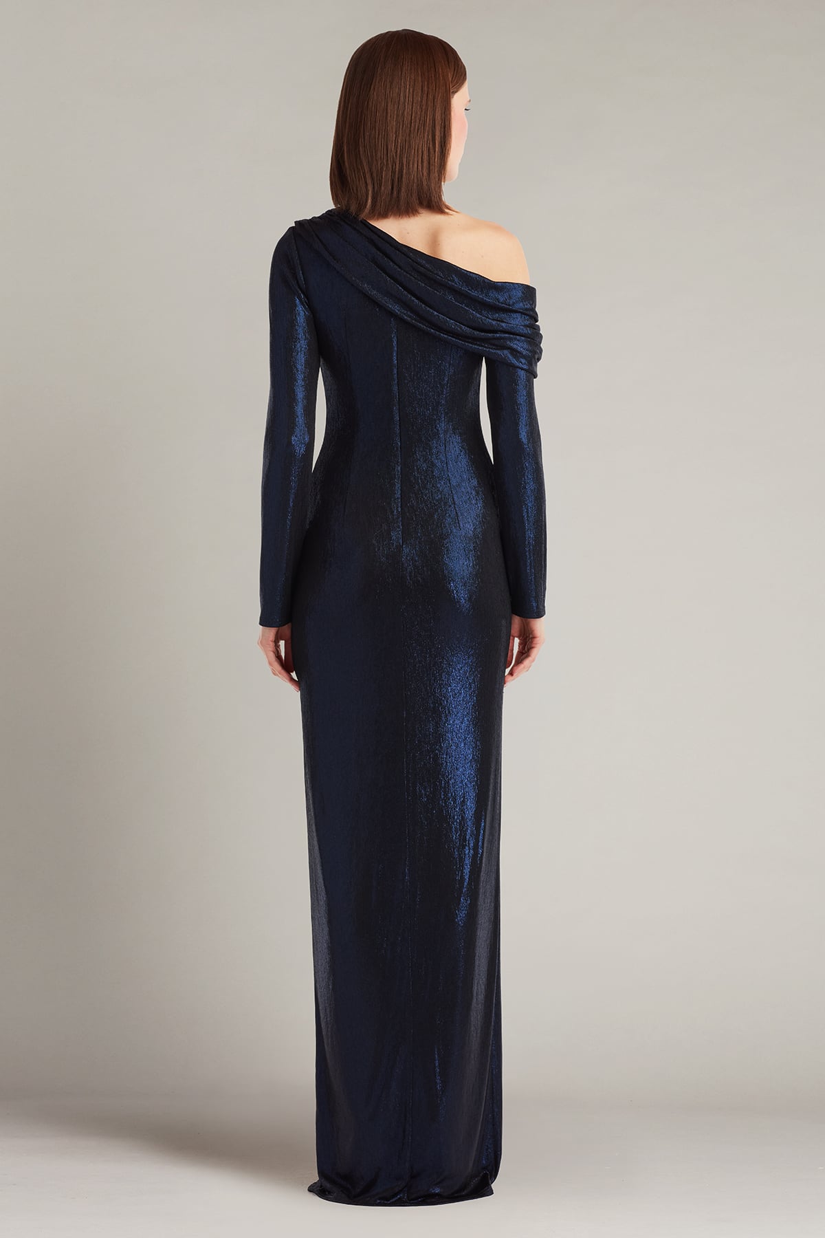 Toryn Metallic Pleated Draped Gown – Tadashi Shoji Official Online