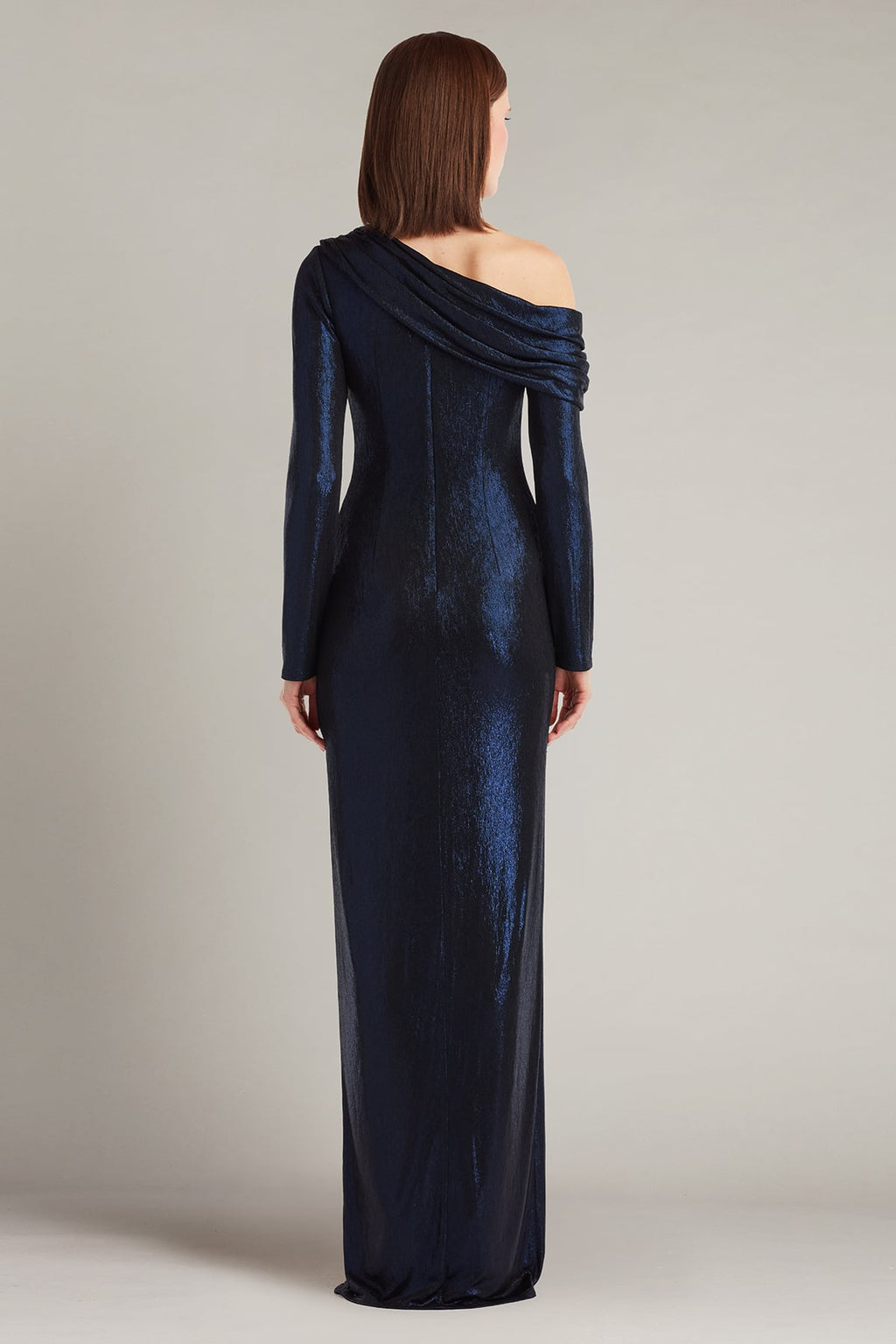 Toryn Metallic Pleated Draped Gown