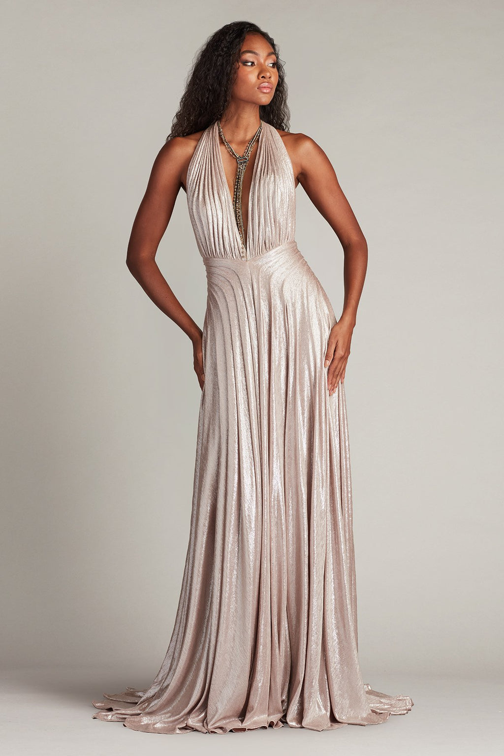 Zarelle Pleated Metallic Halter Gown Tadashi Shoji Official Online Boutique Zarelle Pleated Metallic Halter Gown Tadashi Shoji Official Online Boutique