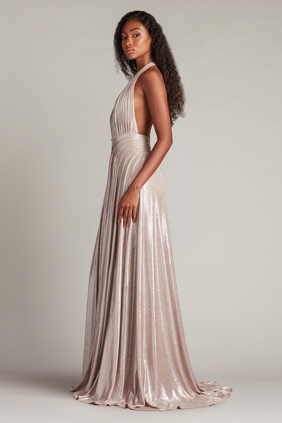 Zarelle Pleated Metallic Halter Gown Tadashi Shoji Official Online Boutique Zarelle Pleated Metallic Halter Gown Tadashi Shoji Official Online Boutique