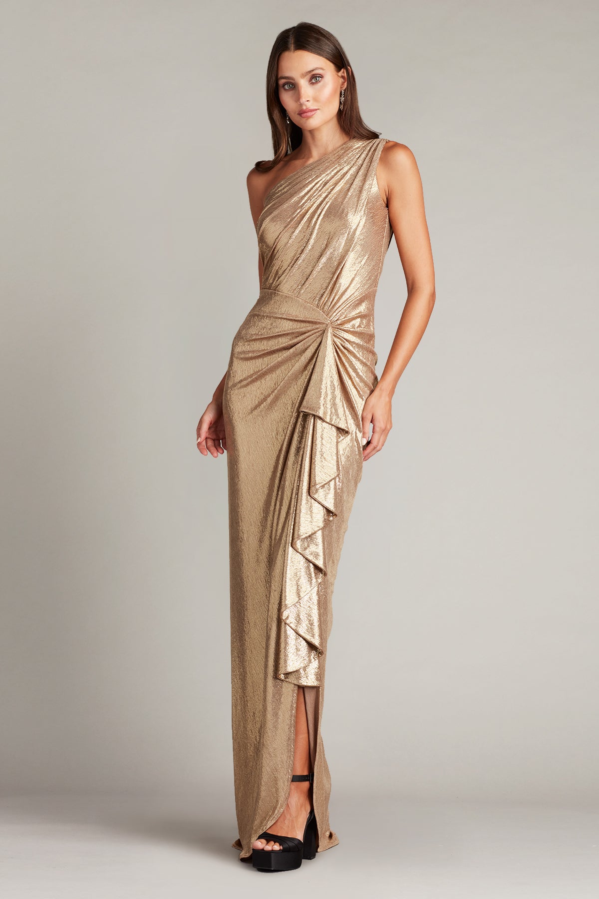 vince one shoulder cascade drape dress VINCE Women's One- shoulder Cascade Drape Dress In Black Size L