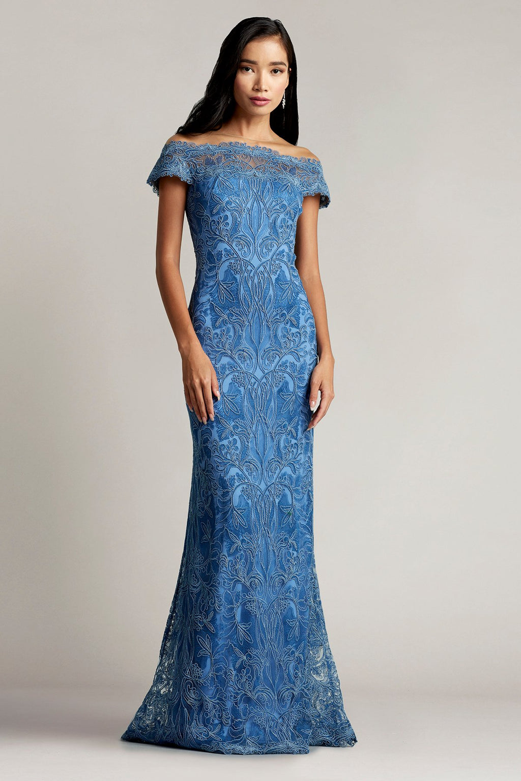 Jarek Embroidered Off-Shoulder Gown