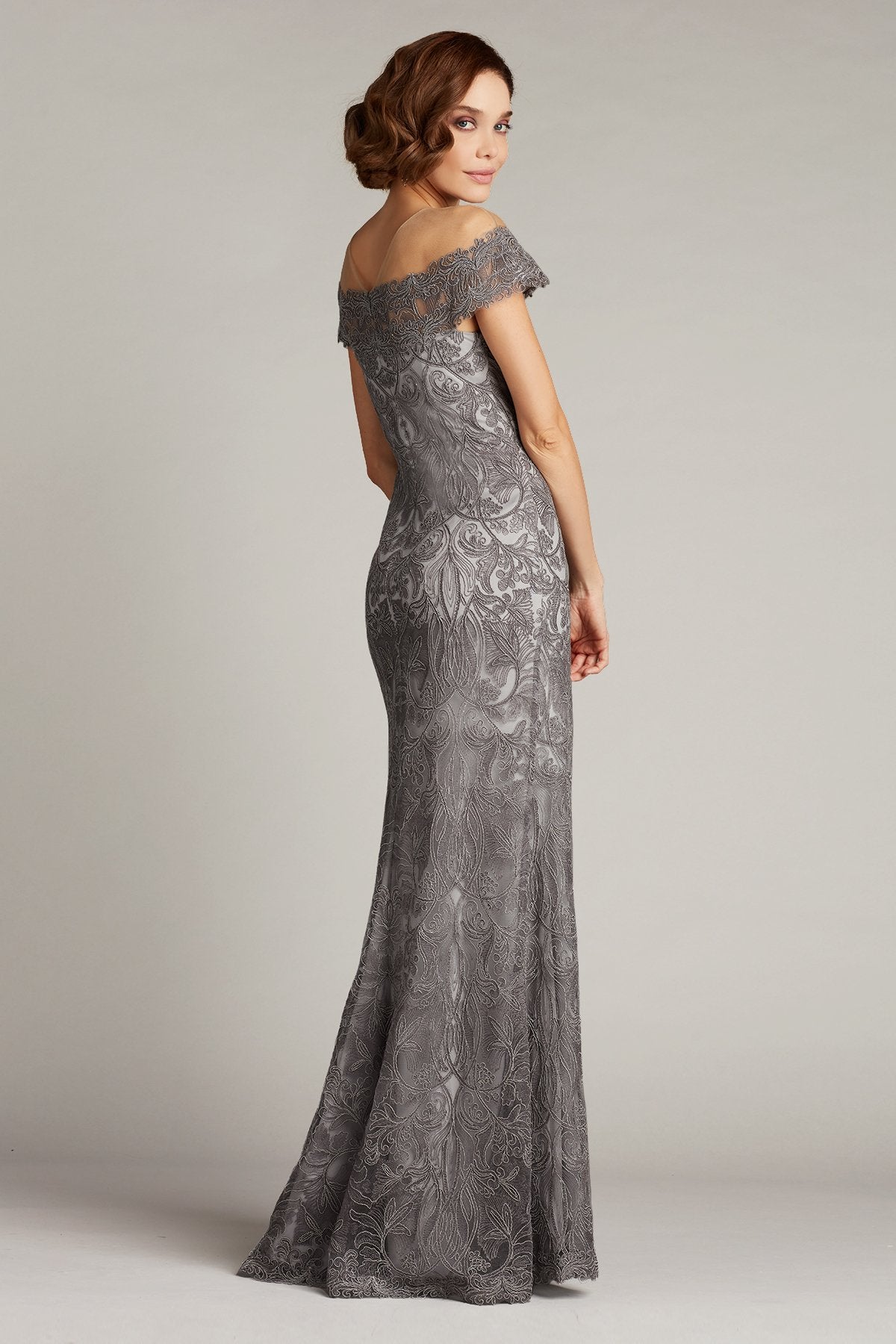 Jarek Embroidered Off-Shoulder Gown