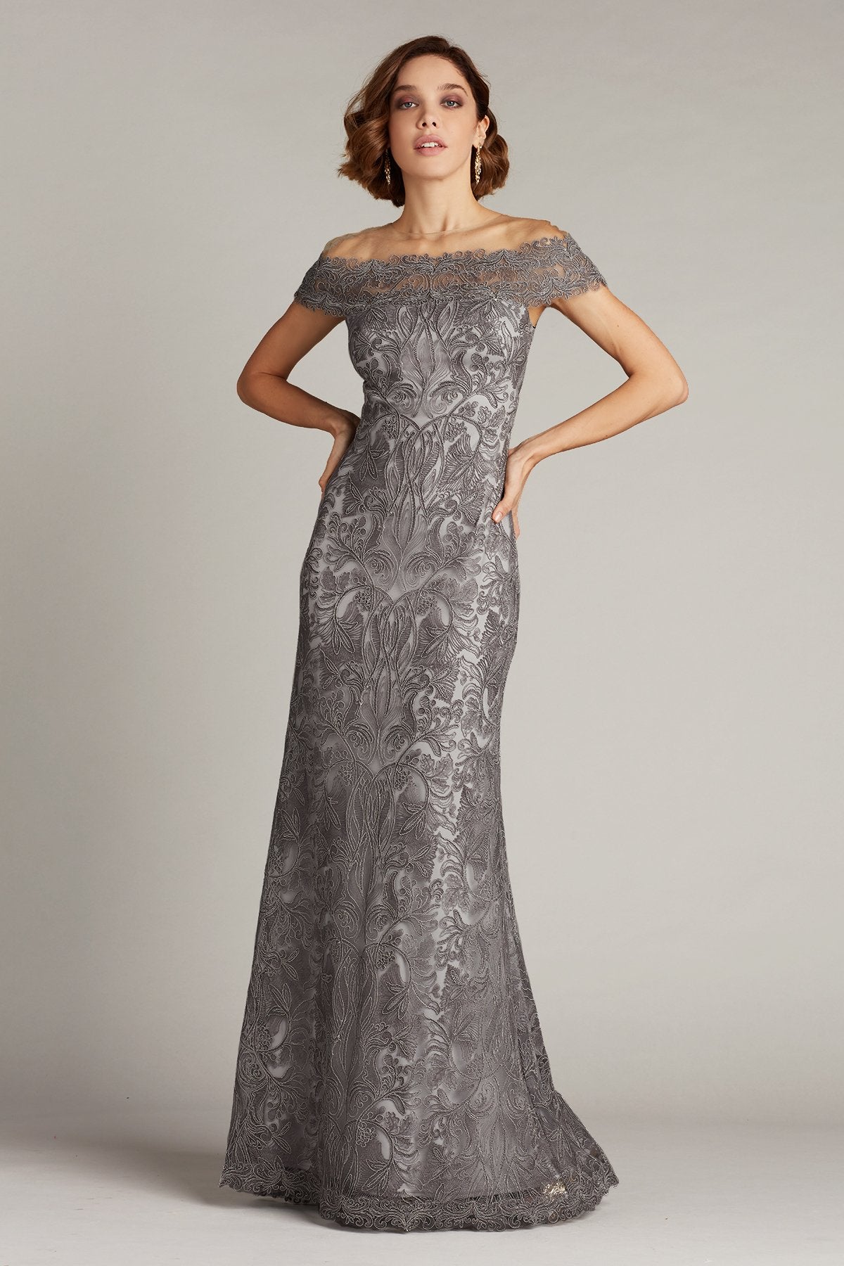 Jarek Embroidered Off-Shoulder Gown