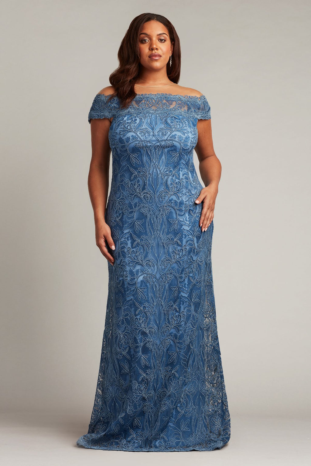 Jarek Embroidered Off-Shoulder Gown - PLUS SIZE