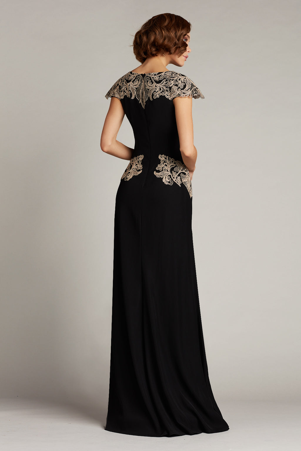Sahar Embroidered Crepe Gown