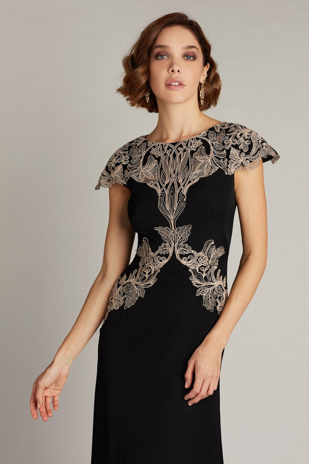 Sahar Embroidered Crepe Gown