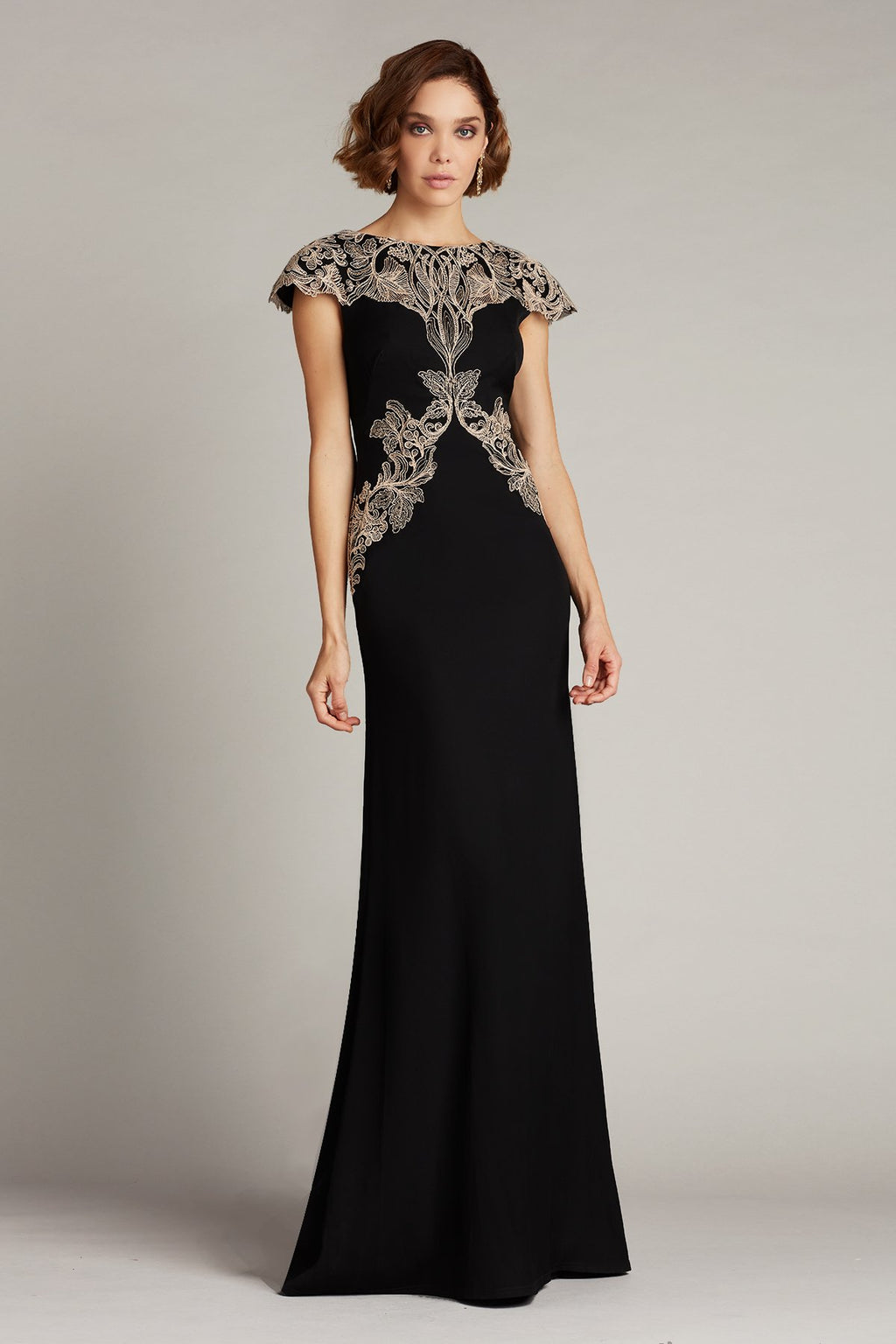 Sahar Embroidered Crepe Gown