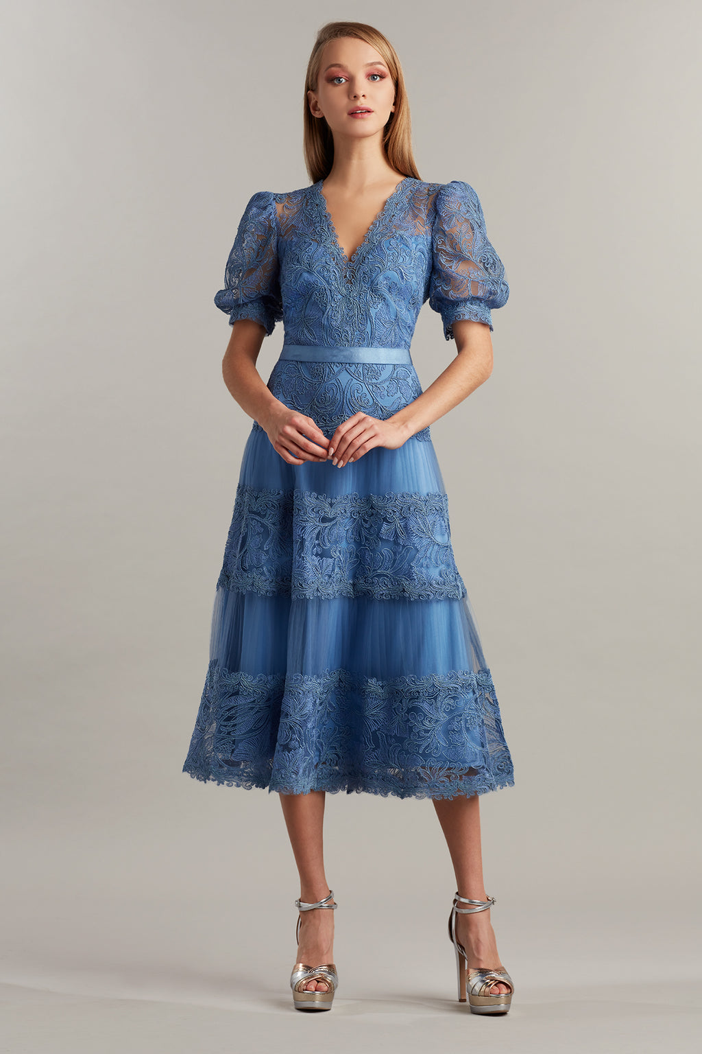 Fatiha Floral Lace & Chiffon Dress – Tadashi Shoji Official Online Boutique