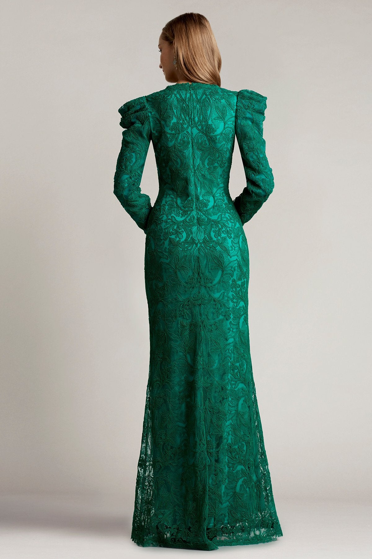 Sloane Gigot Sleeve Embroidered Gown