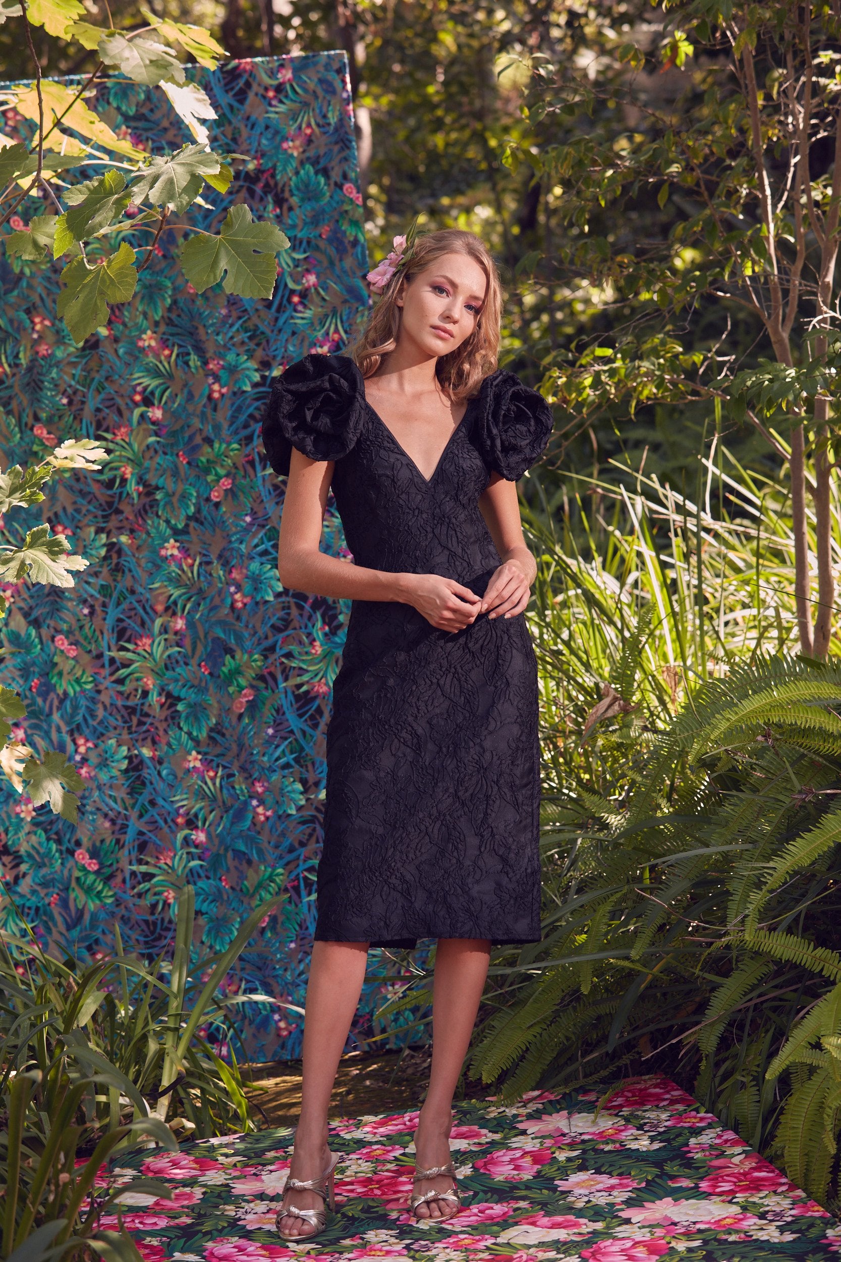 Sachar Rosette Sleeve Dress