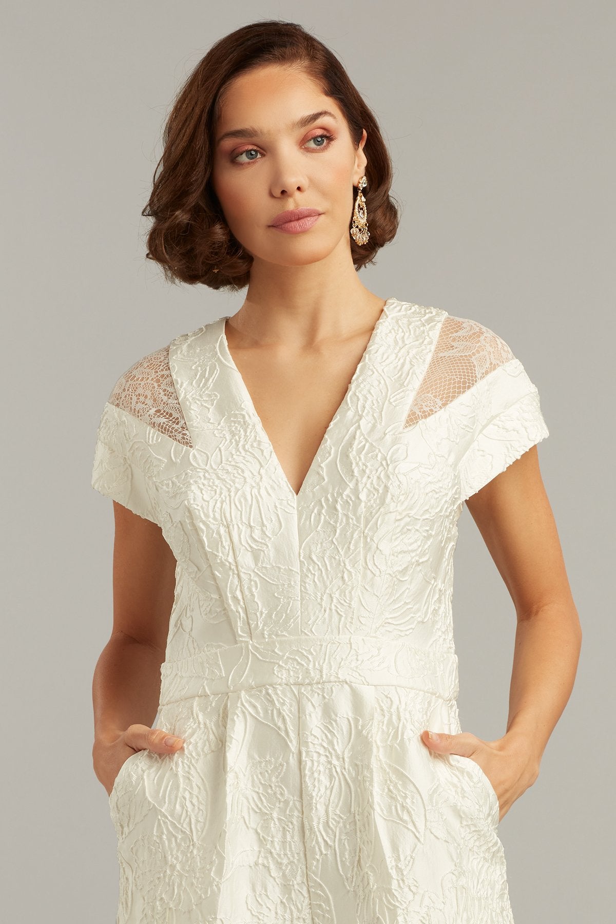 Dagian Floral Jacquard Jumpsuit