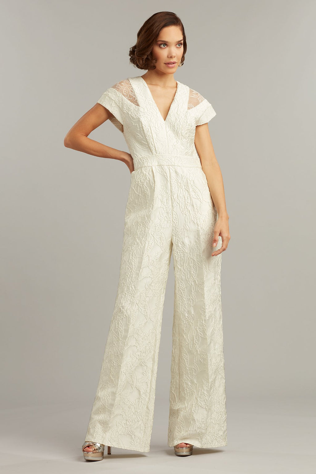 Dagian Floral Jacquard Jumpsuit