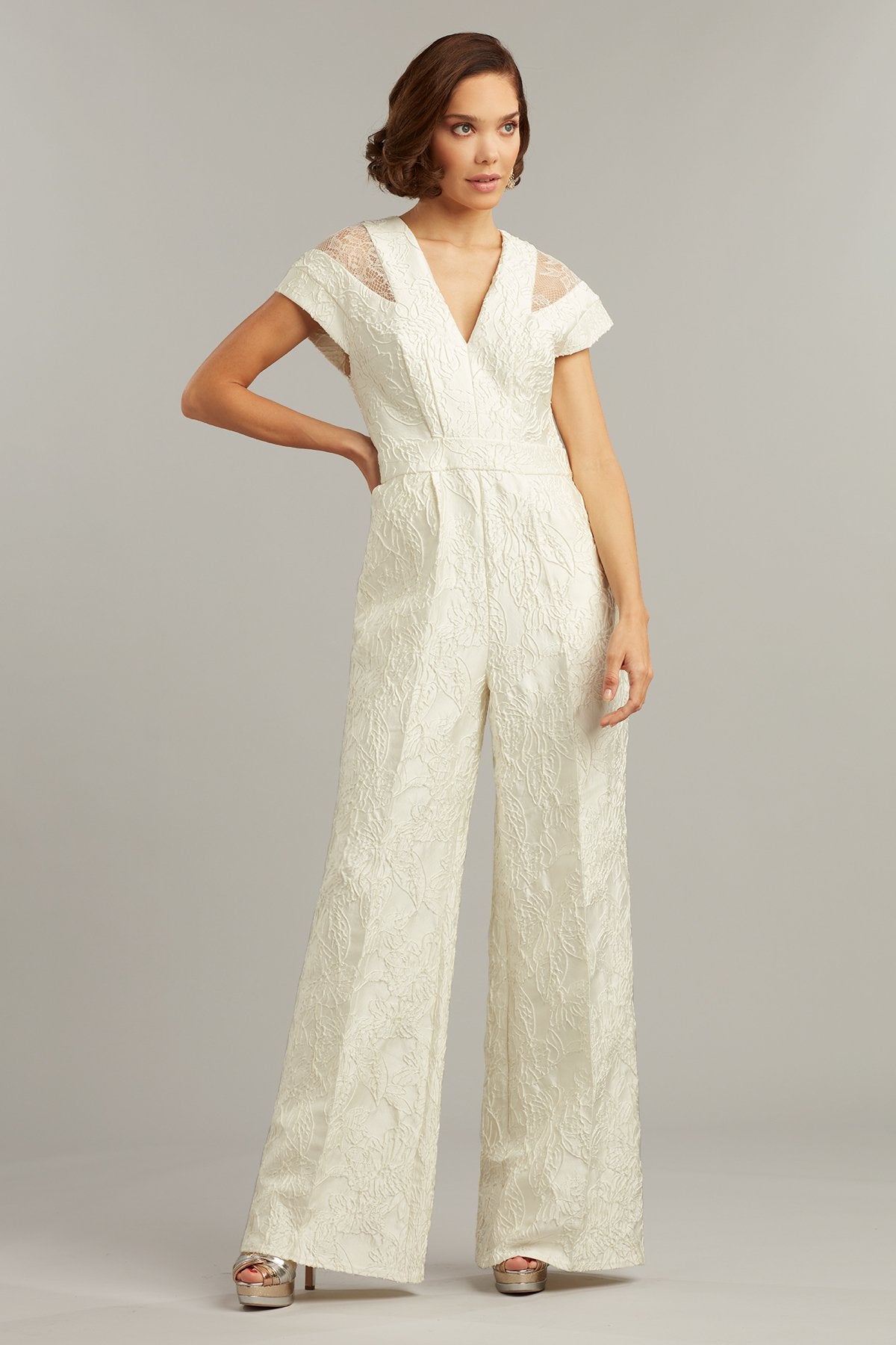 Dagian Floral Jacquard Jumpsuit