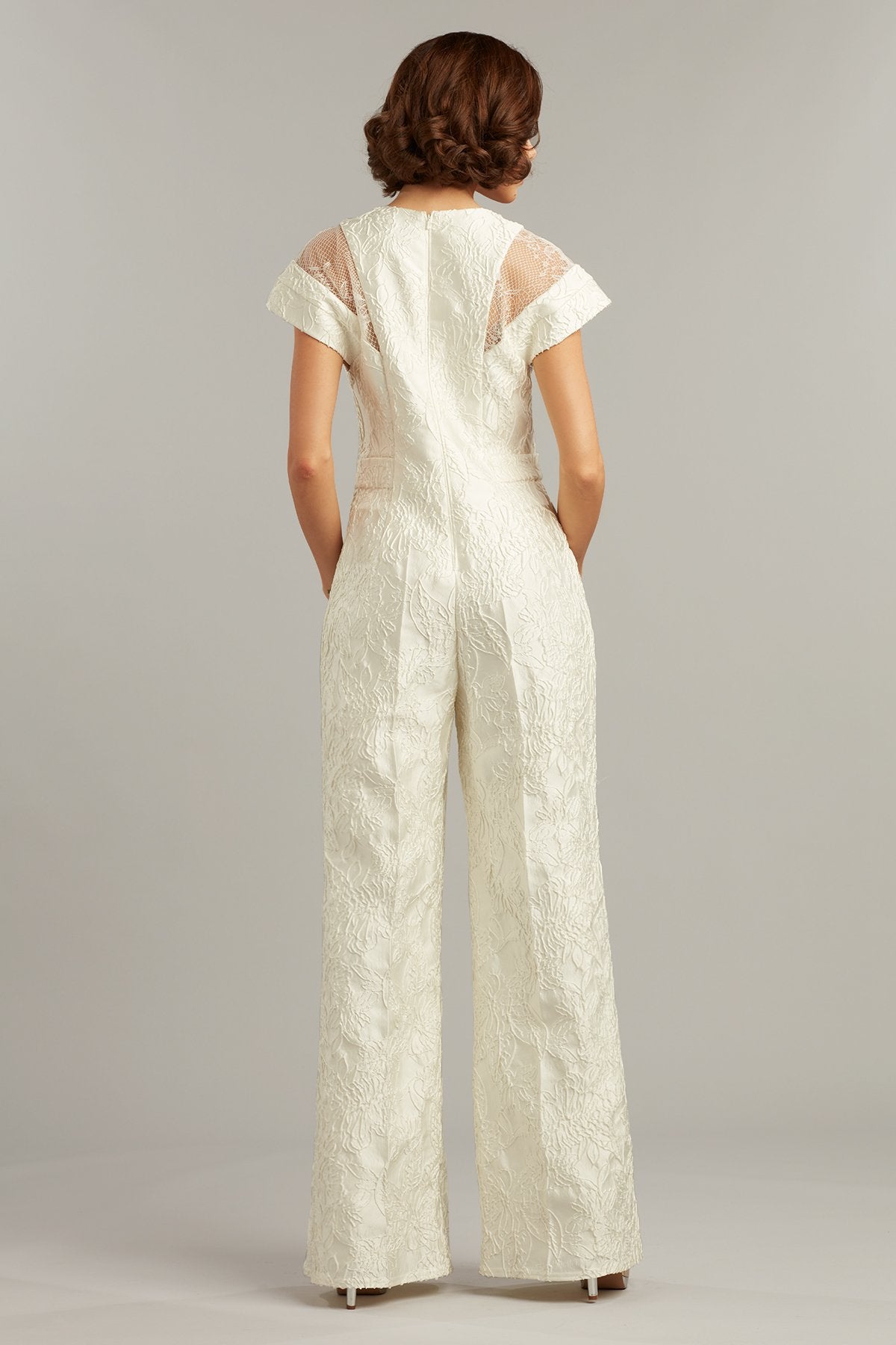 Dagian Floral Jacquard Jumpsuit