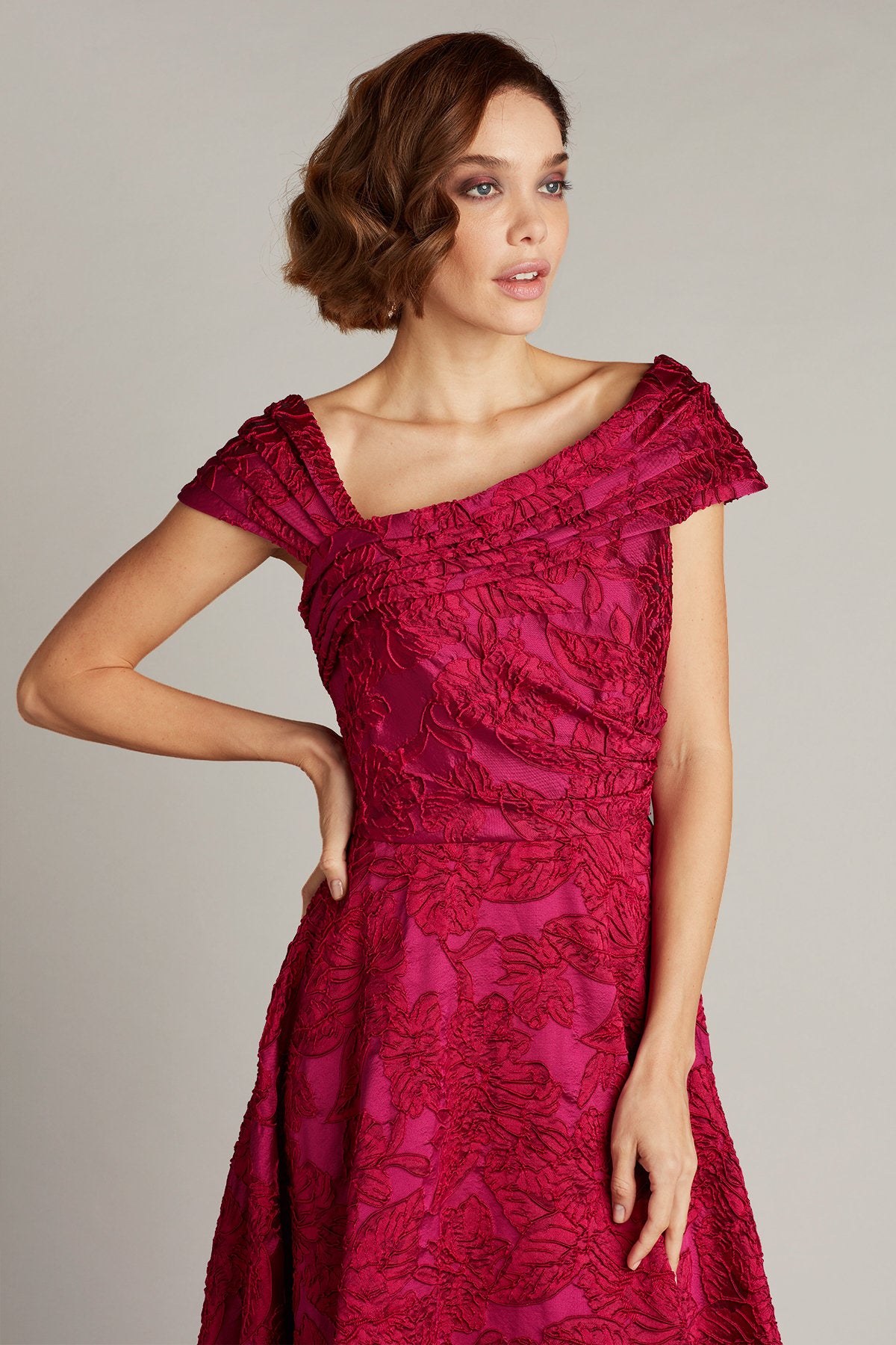 Roxanna Floral Jacquard Gown