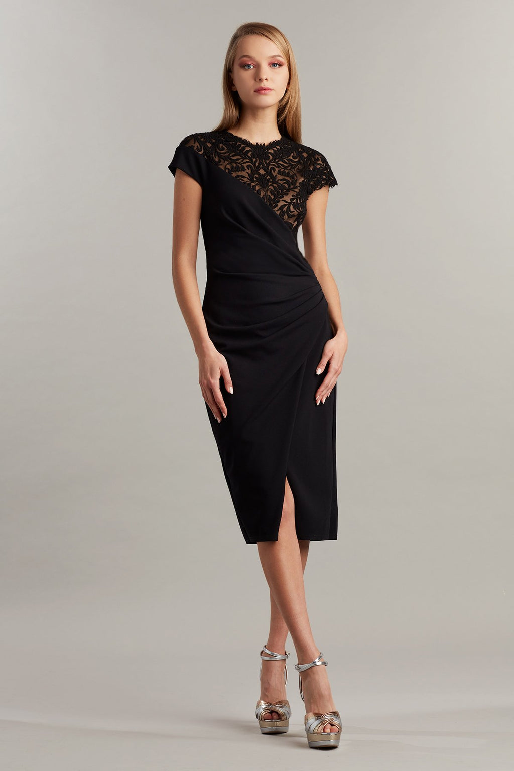 Arun Embroidered Tulle & Crepe Dress