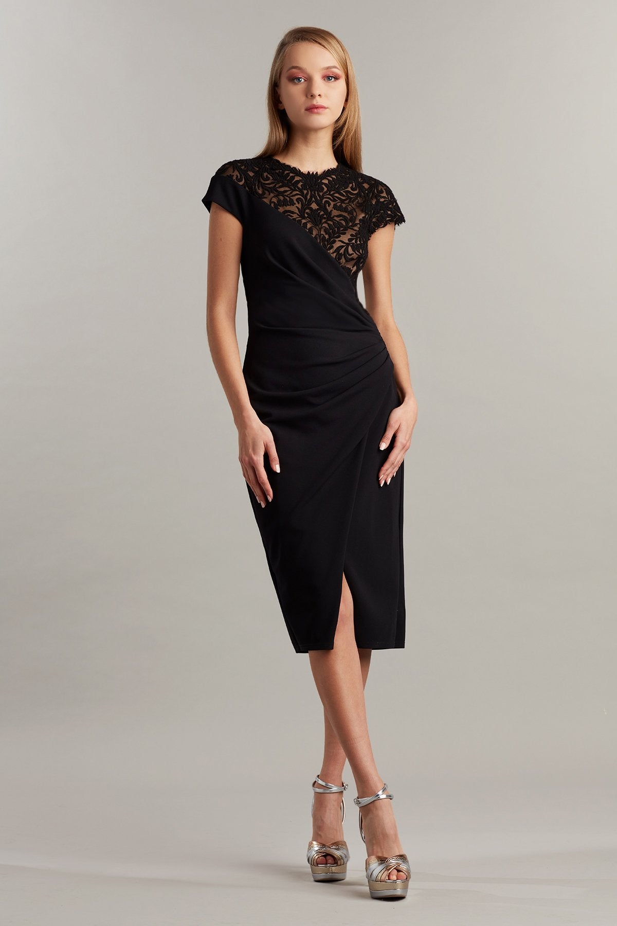 Arun Embroidered Tulle & Crepe Dress