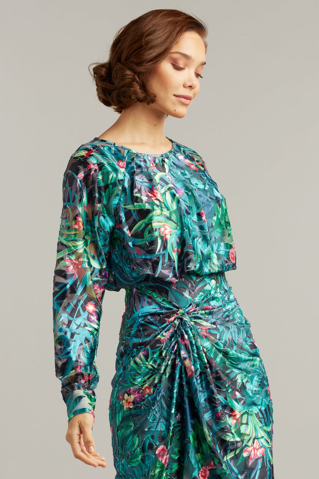 Beeja Long Sleeve Twist-Drape Dress