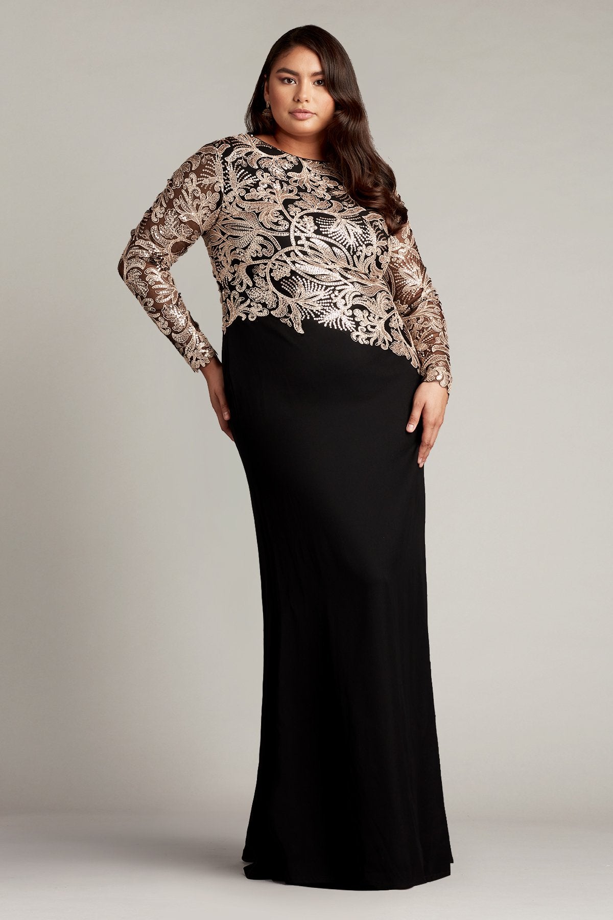 Amal Embroidered Crepe Gown - PLUS SIZE