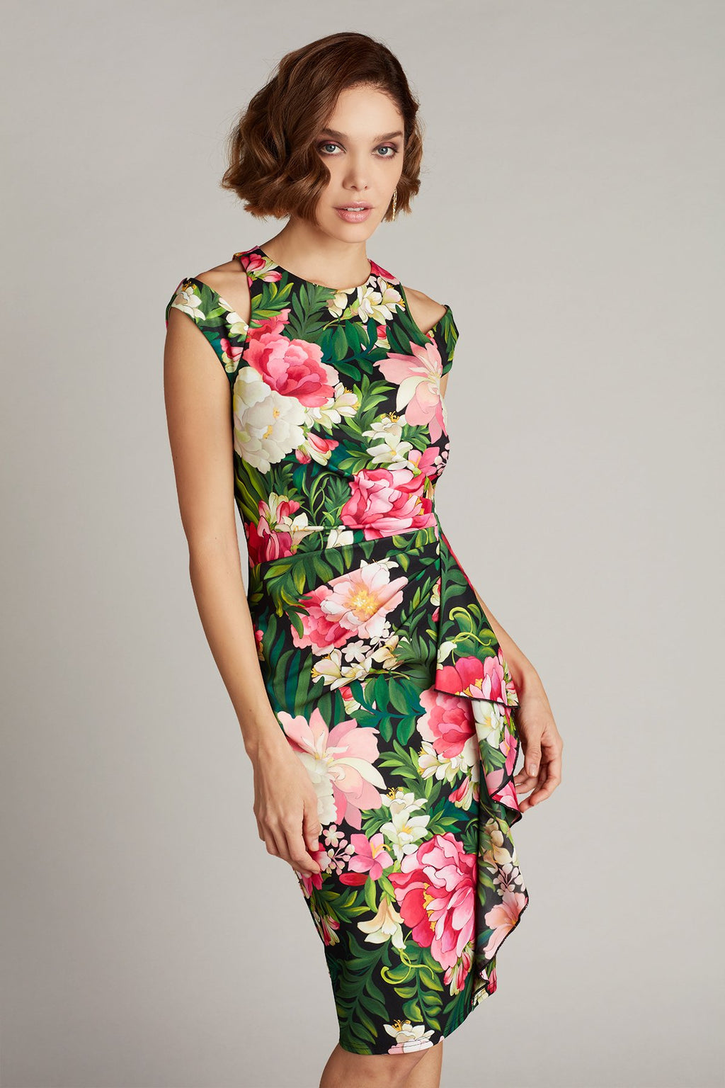 Zora Floral Shoulder Cut-Out Dress
