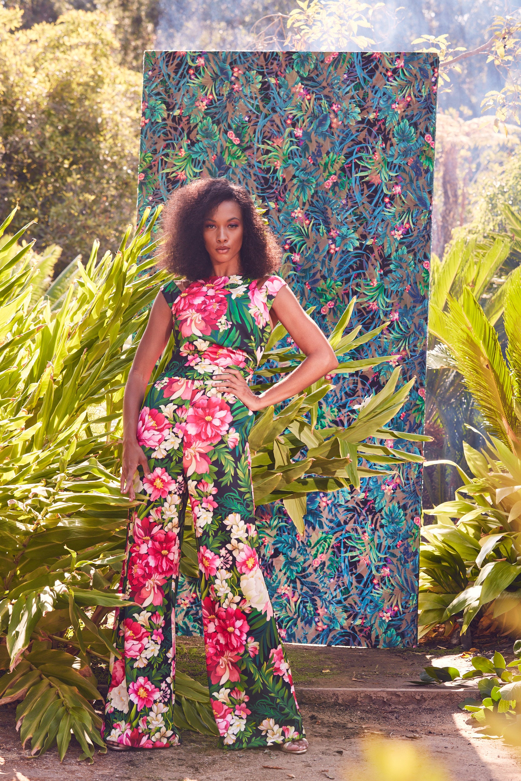 Zora Floral Shoulder Cut-Out Jumpsuit