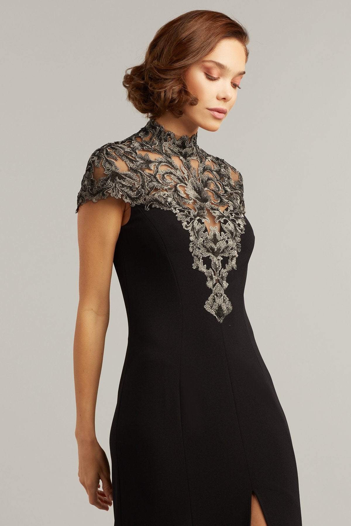 Crusade Embroidered Illusion Gown