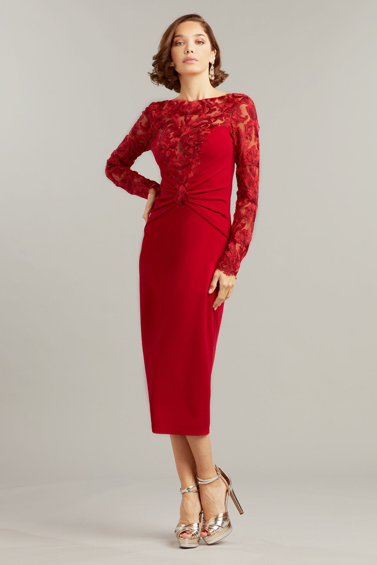Dannet Hourglass Draped Midi Dress